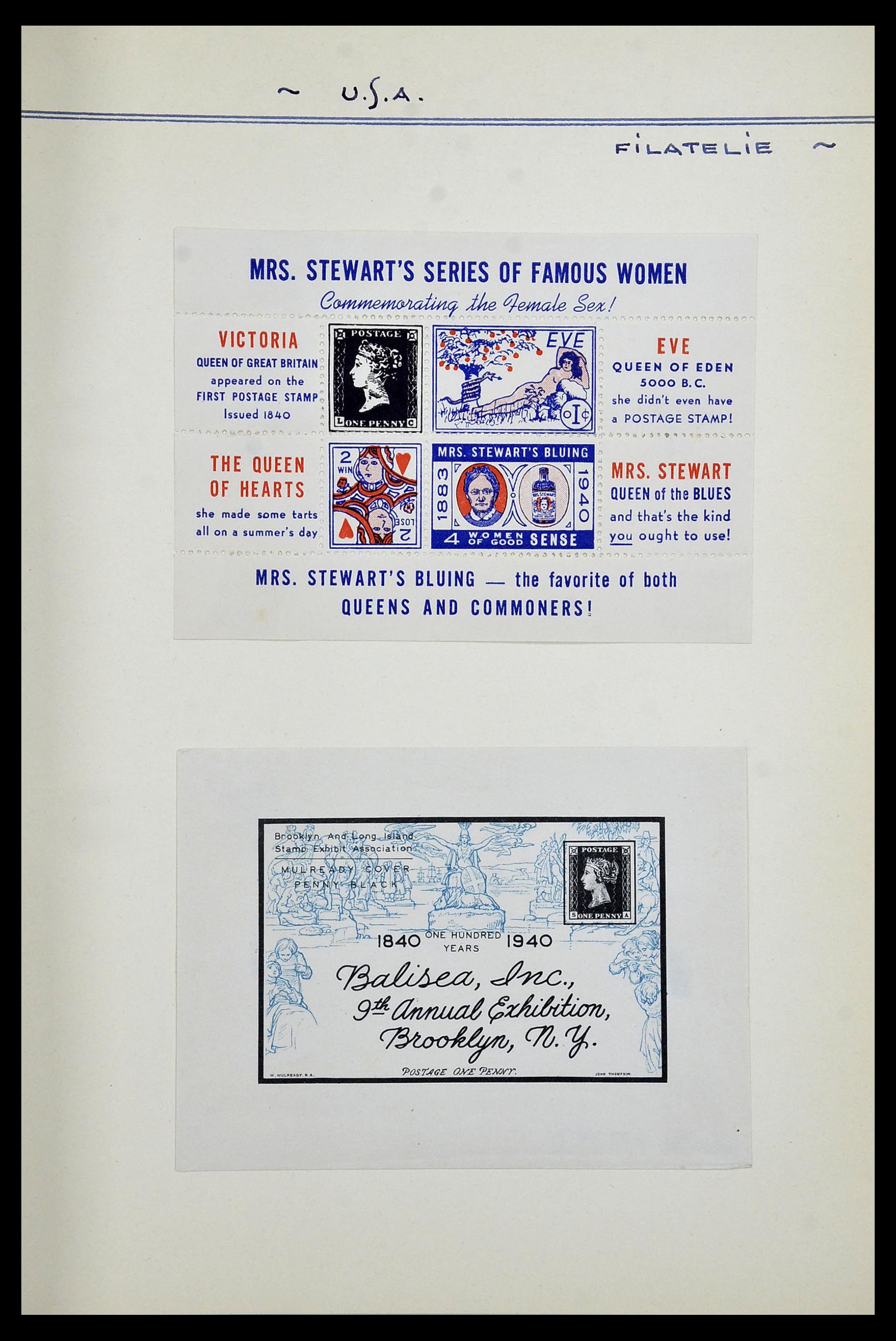 34486 074 - Postzegelverzameling 34486 USA filatelistische labels 1926-1960.