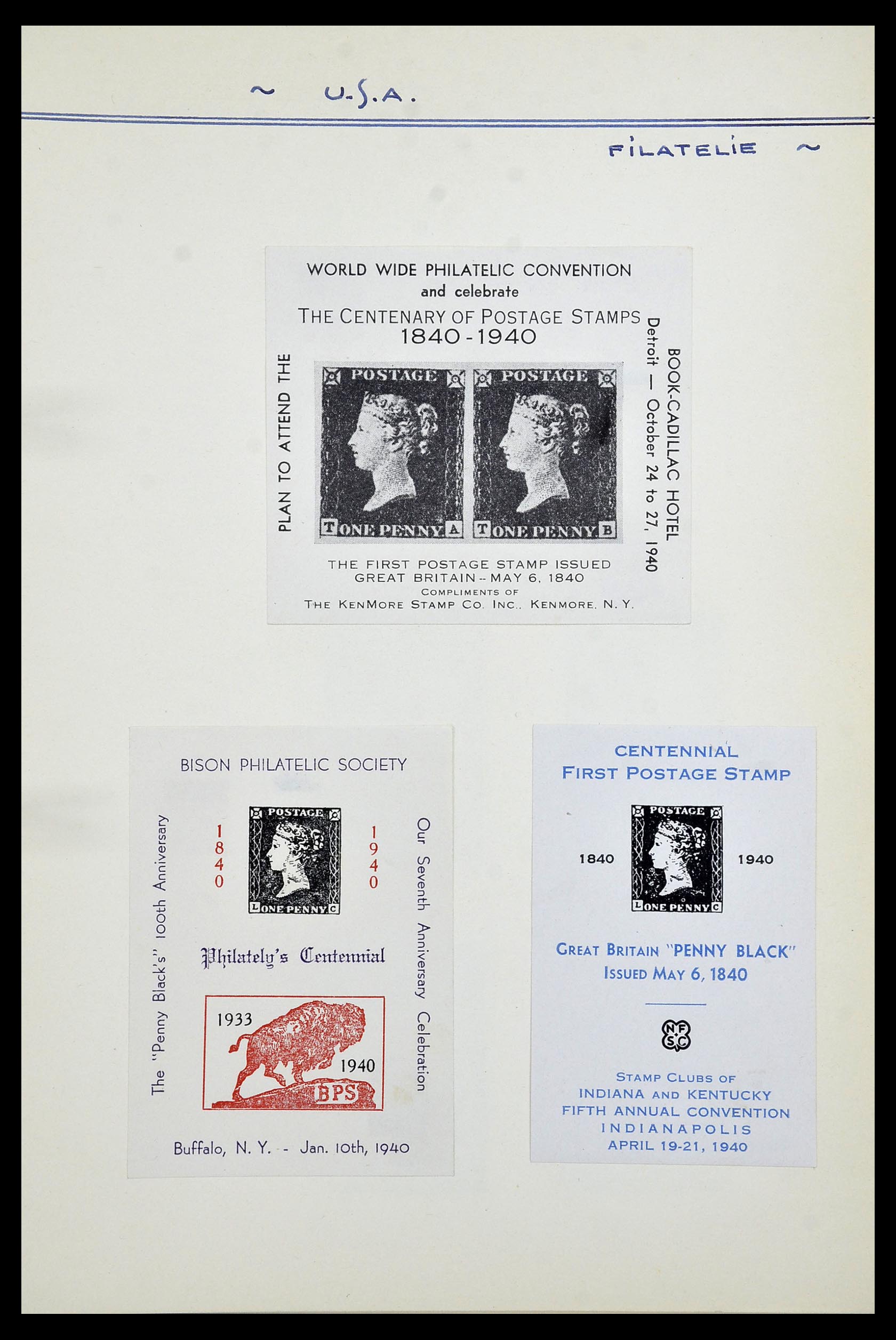 34486 075 - Postzegelverzameling 34486 USA filatelistische labels 1926-1960.