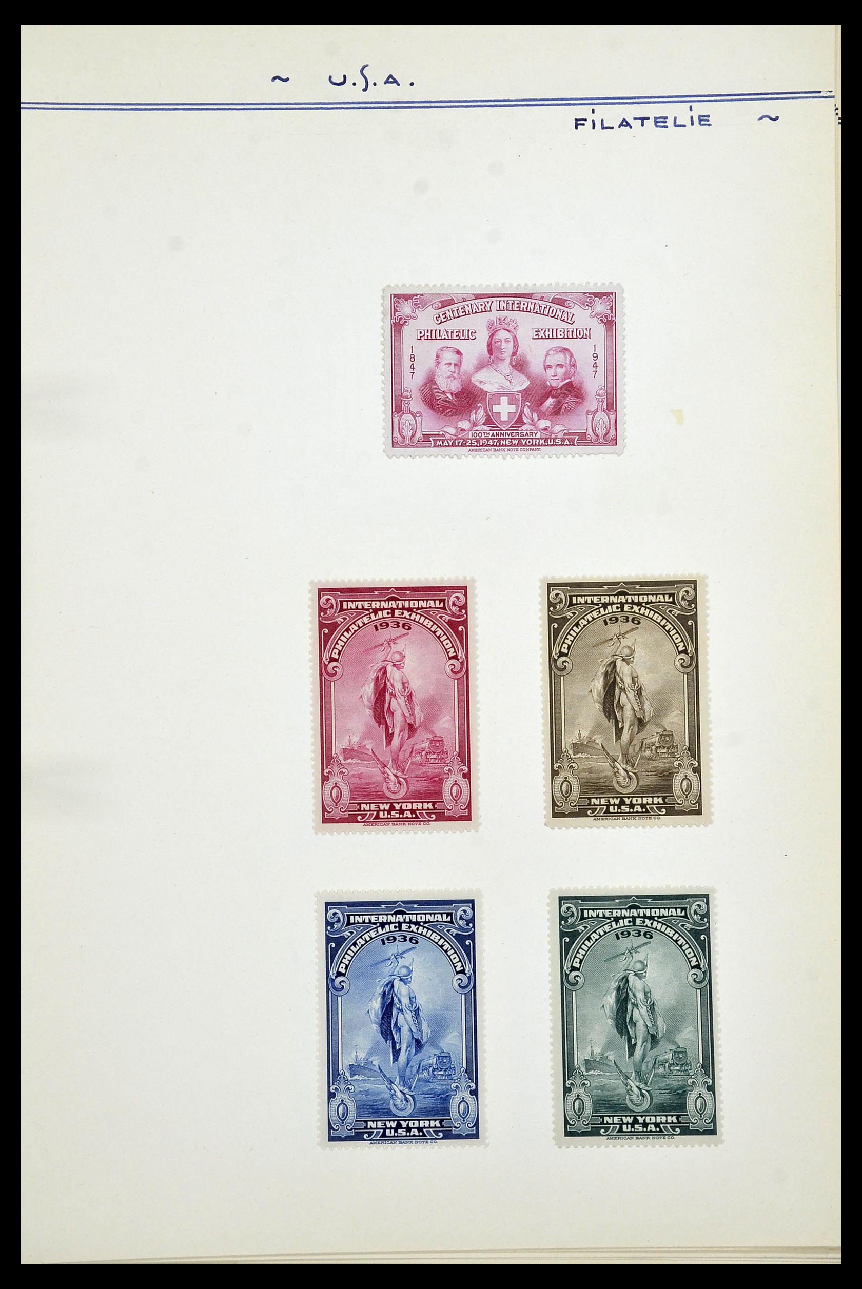 34486 076 - Postzegelverzameling 34486 USA filatelistische labels 1926-1960.
