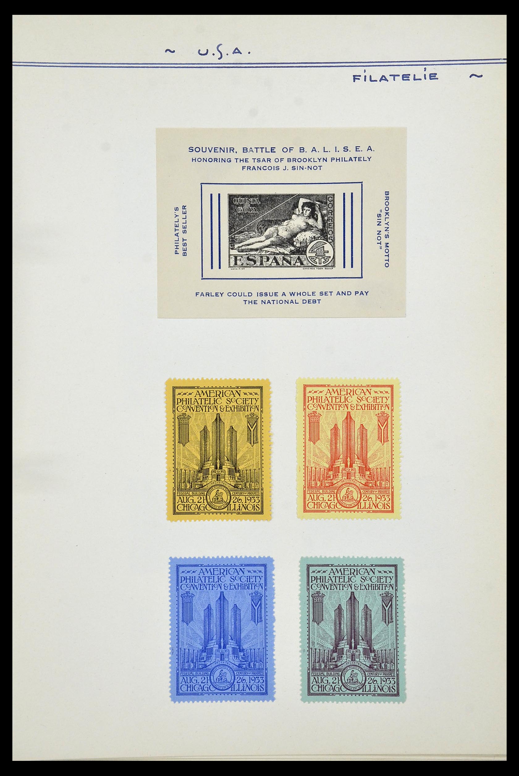 34486 077 - Postzegelverzameling 34486 USA filatelistische labels 1926-1960.