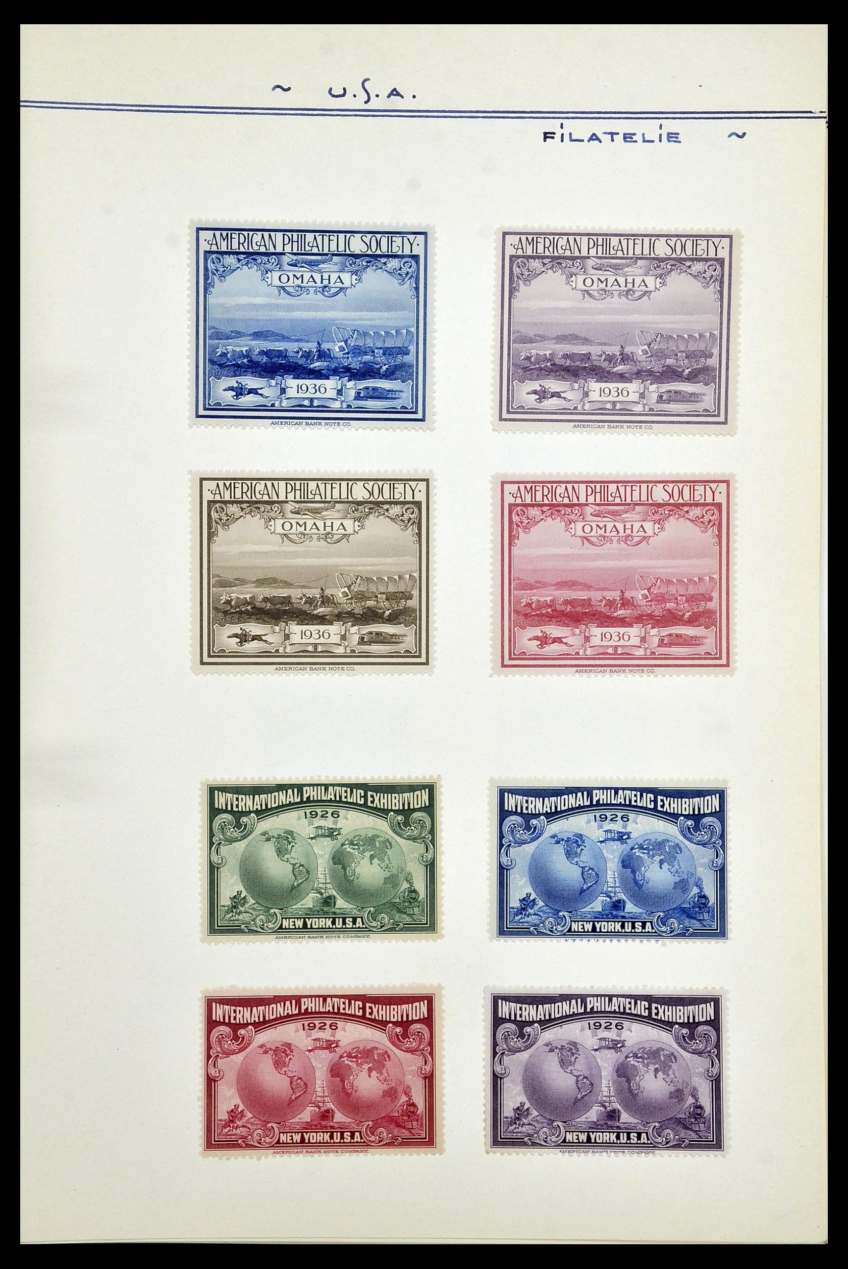 34486 078 - Postzegelverzameling 34486 USA filatelistische labels 1926-1960.