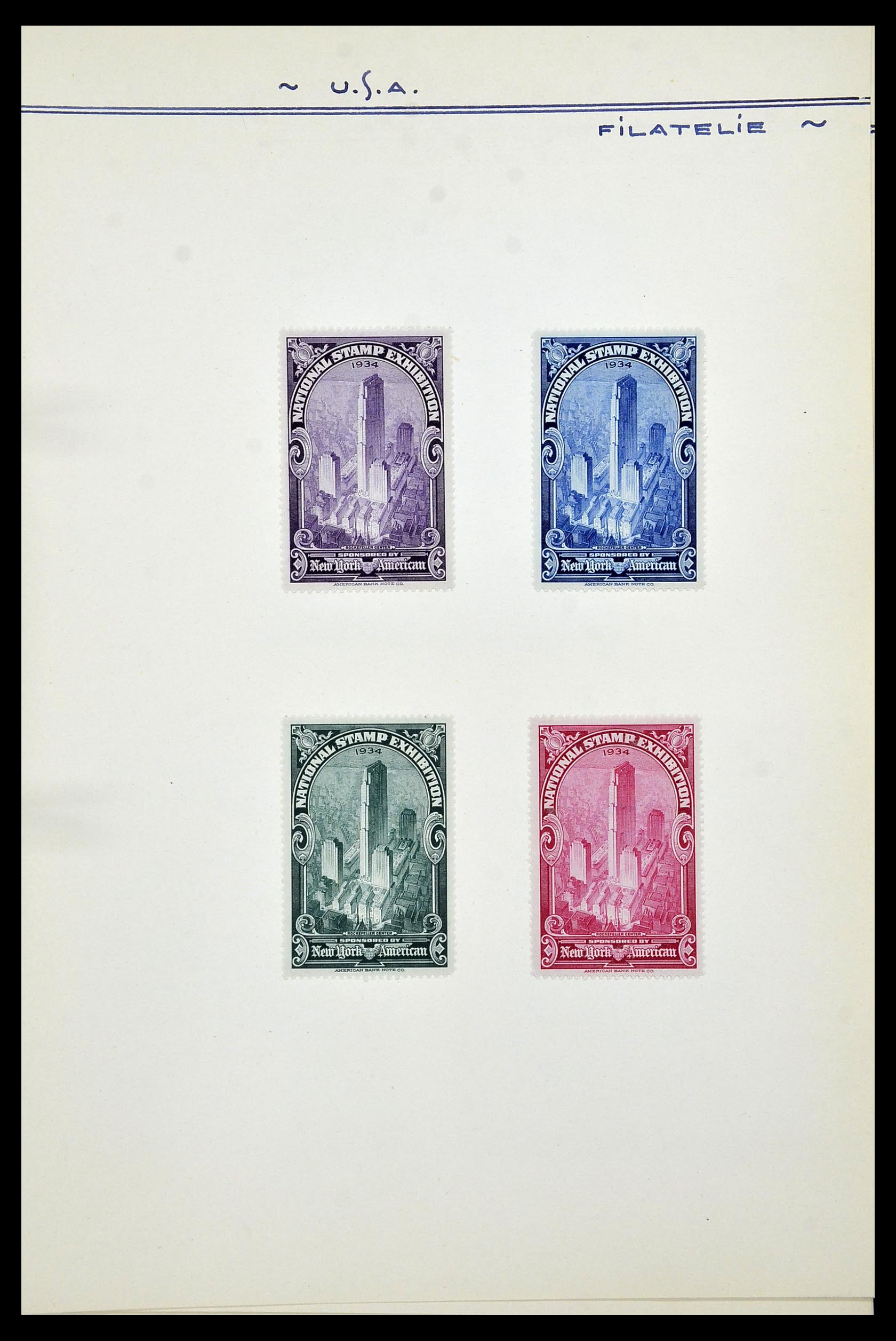 34486 079 - Postzegelverzameling 34486 USA filatelistische labels 1926-1960.