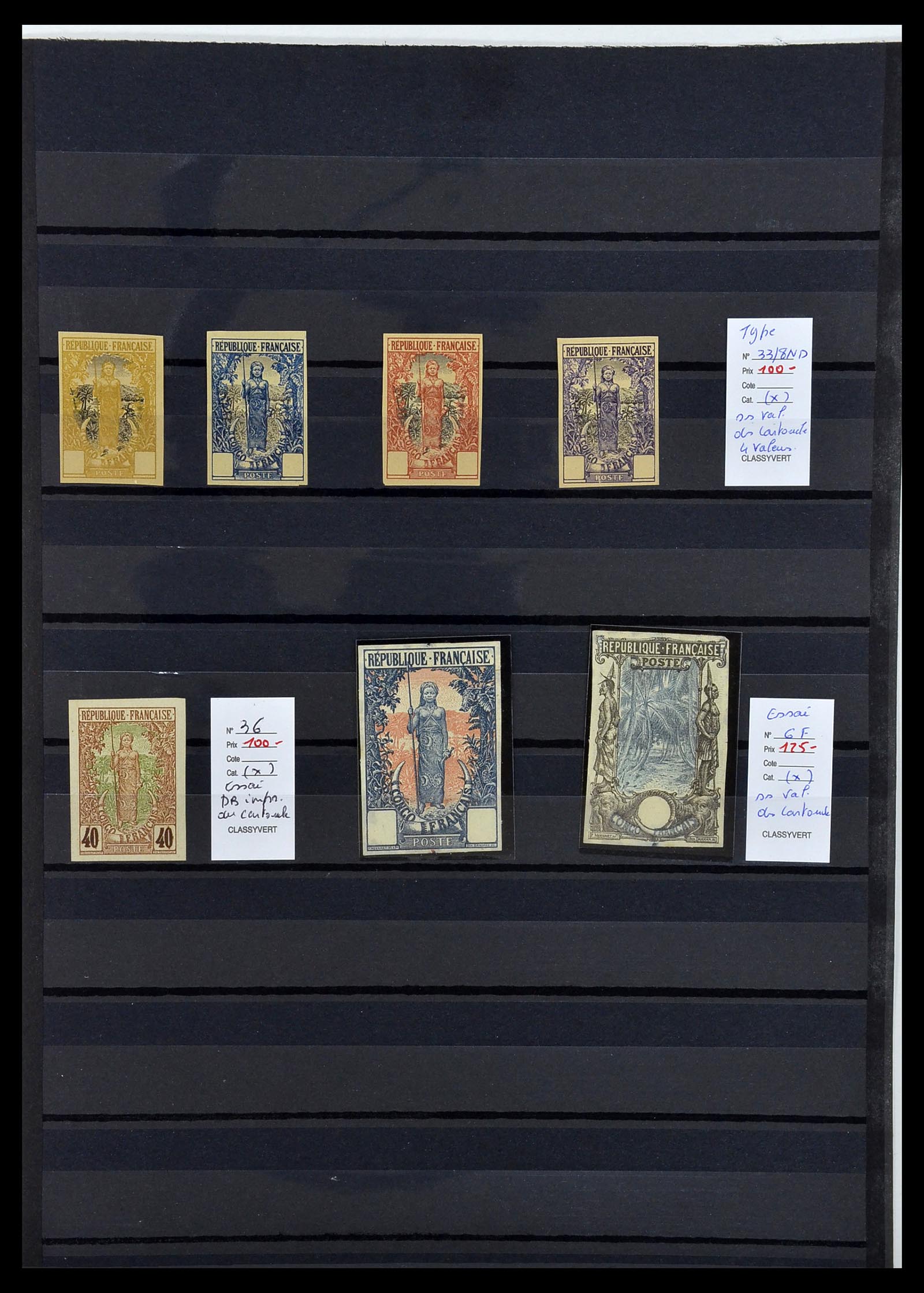 34488 002 - Postzegelverzameling 34488 Frans Congo proeven en variëteiten 1892-19