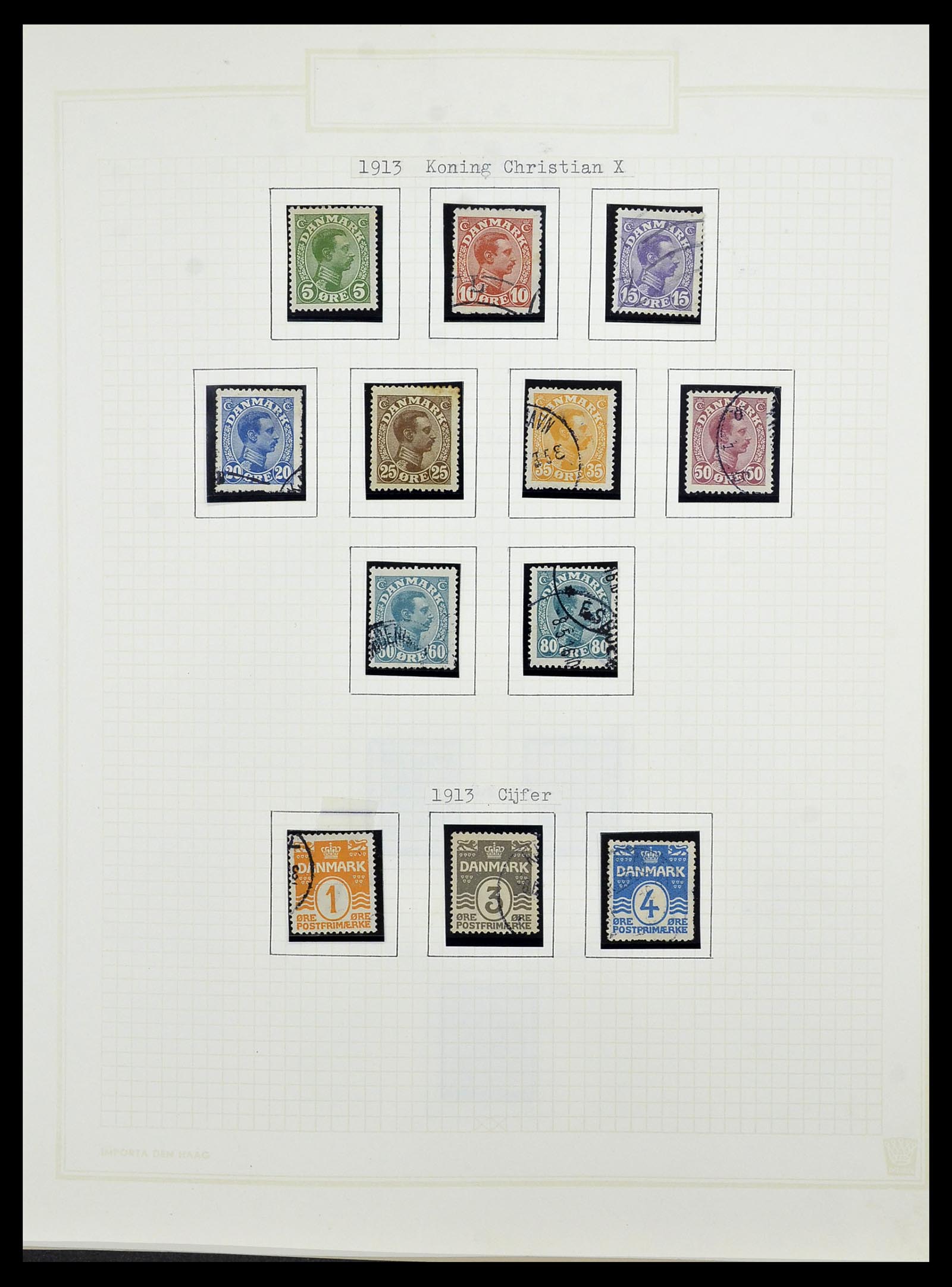 34492 010 - Postzegelverzameling 34492 Denemarken 1851-1975.
