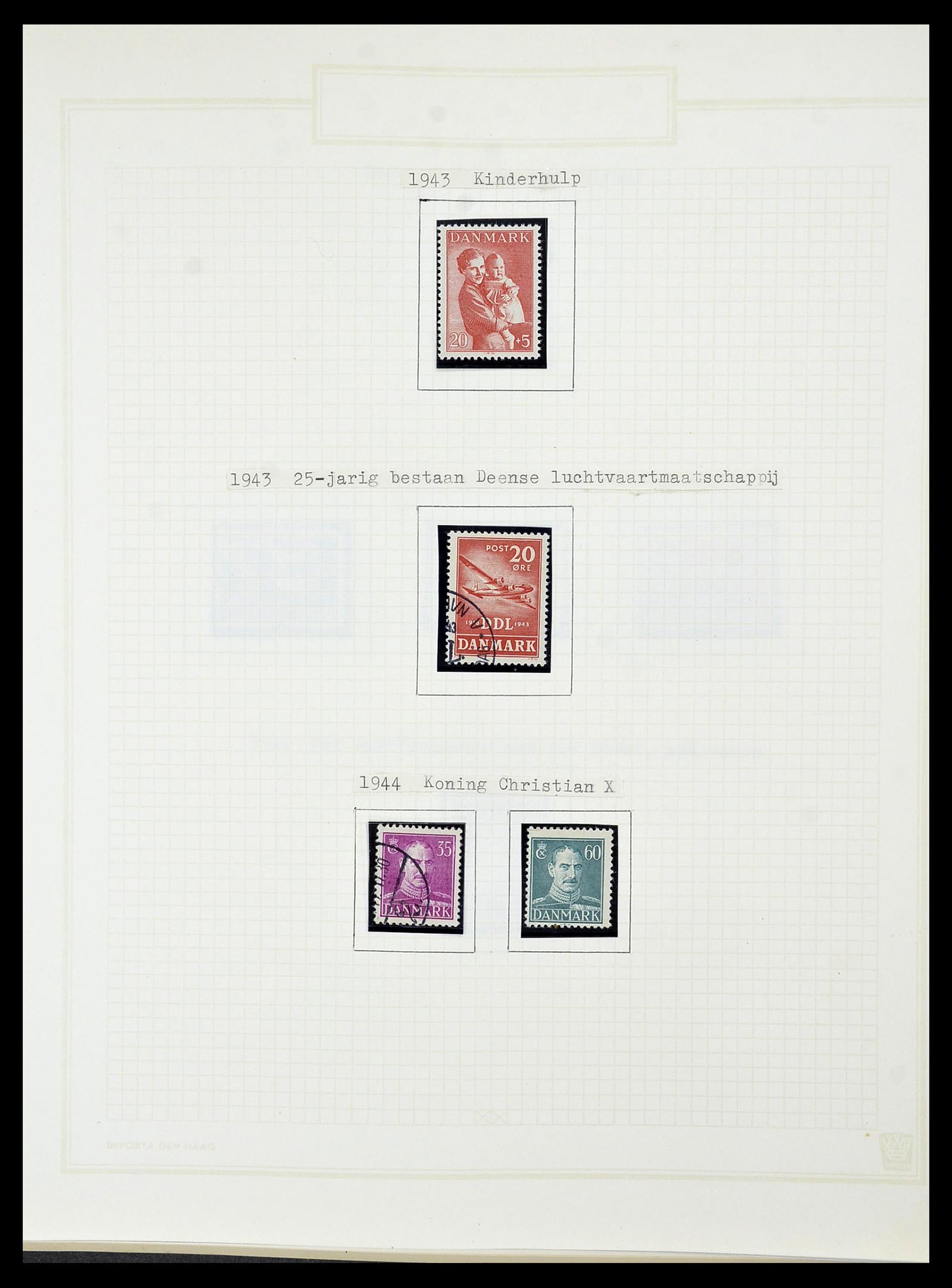 34492 038 - Postzegelverzameling 34492 Denemarken 1851-1975.