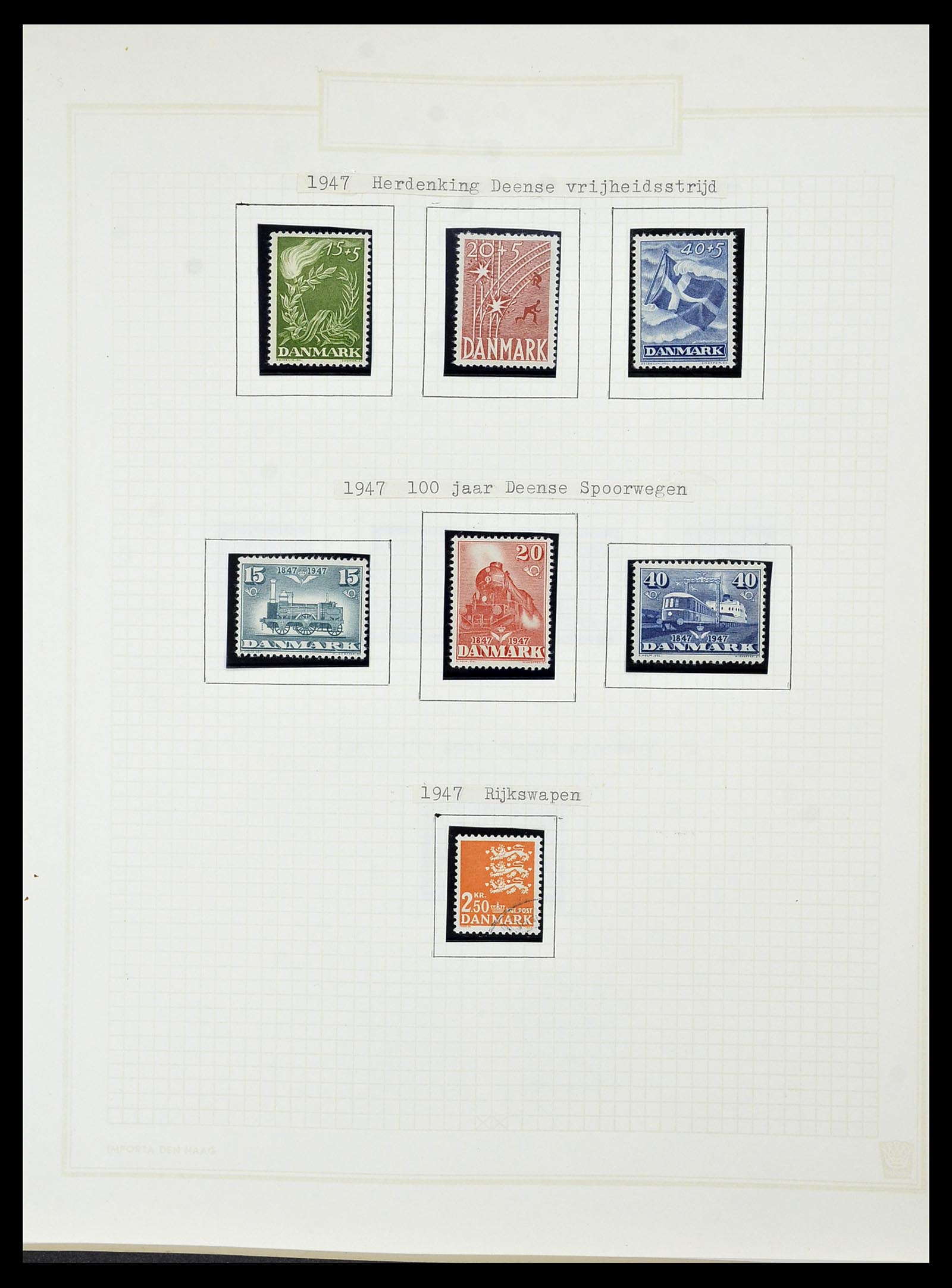 34492 042 - Postzegelverzameling 34492 Denemarken 1851-1975.