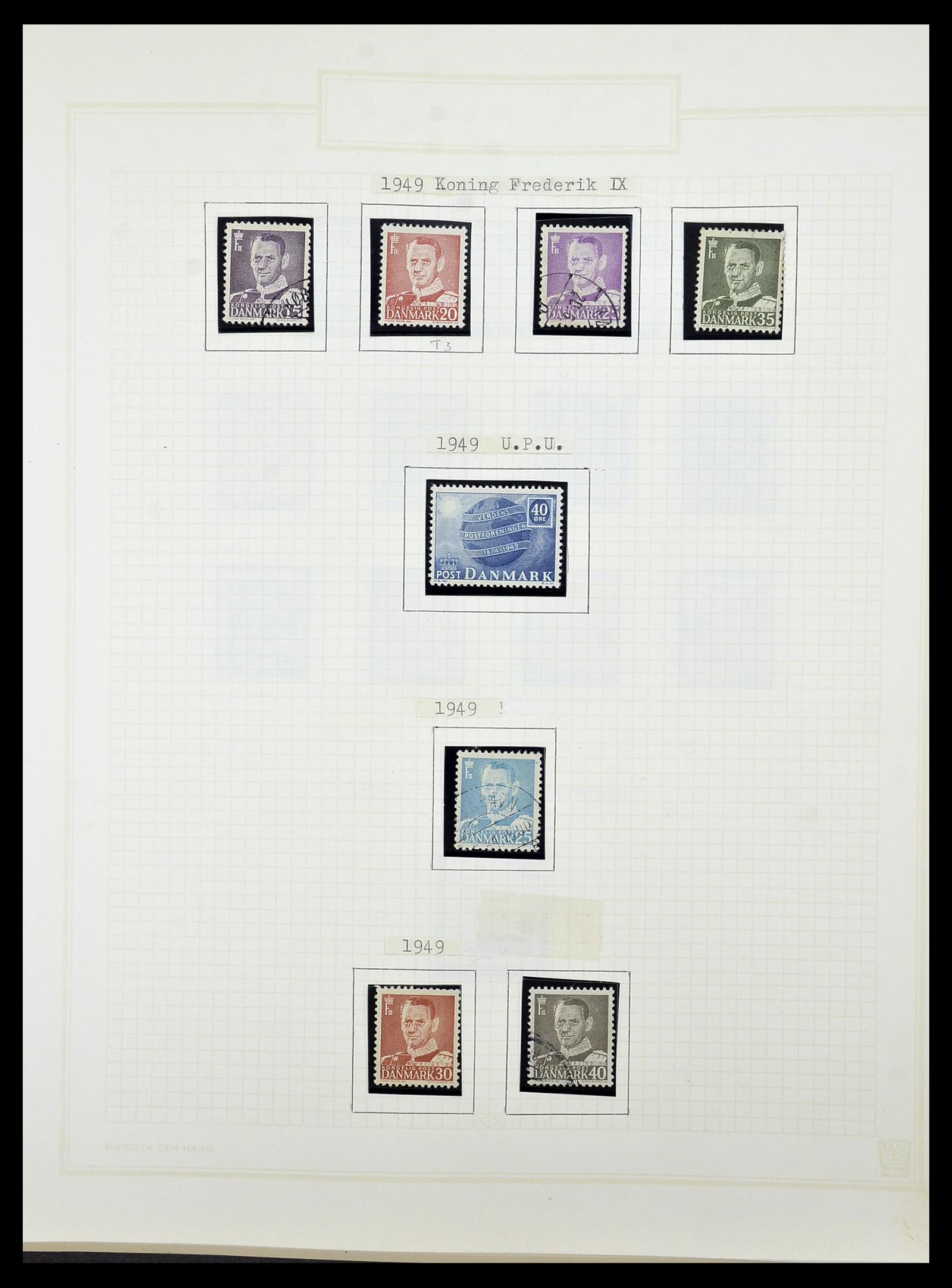 34492 044 - Postzegelverzameling 34492 Denemarken 1851-1975.