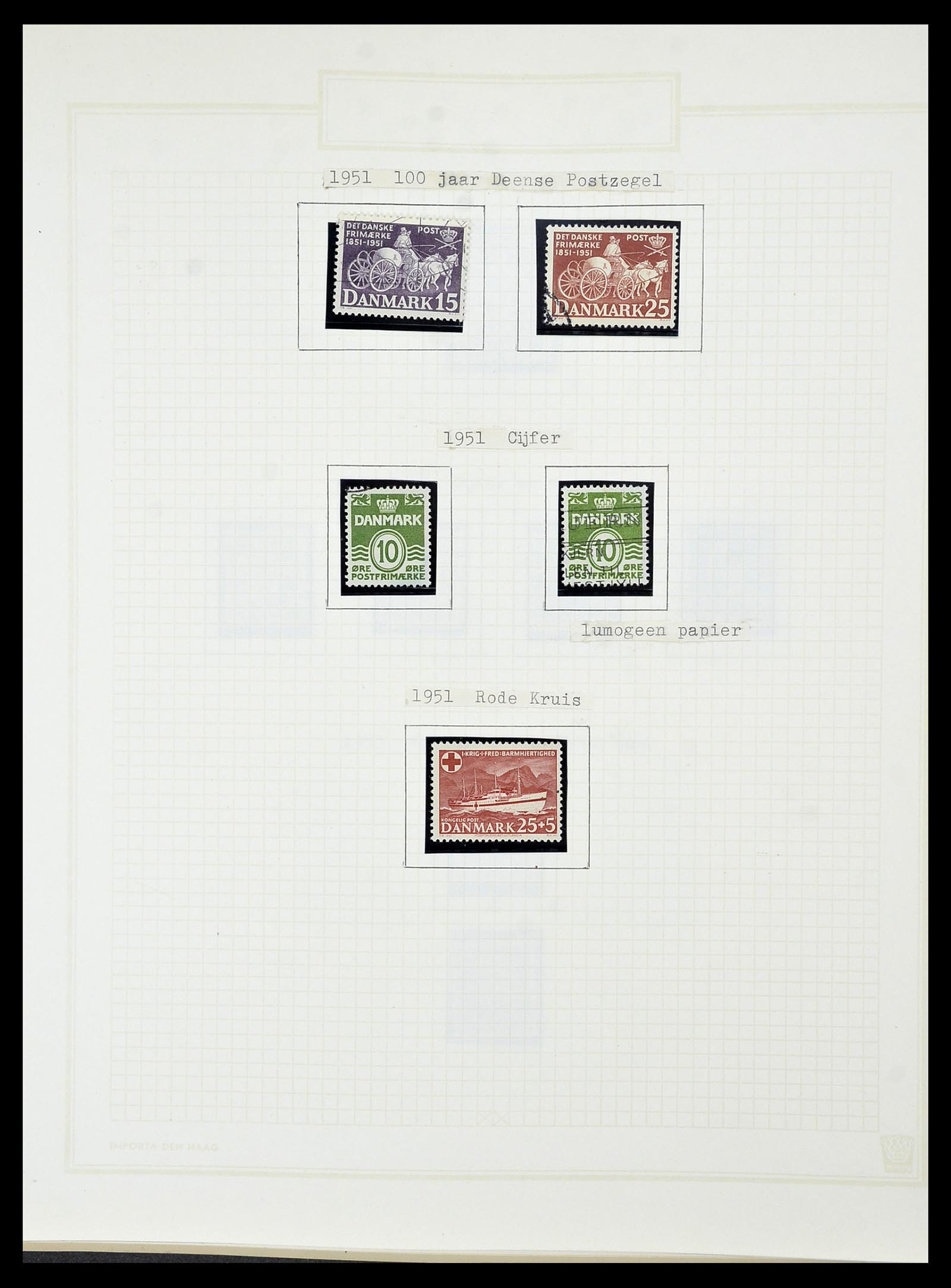 34492 047 - Postzegelverzameling 34492 Denemarken 1851-1975.