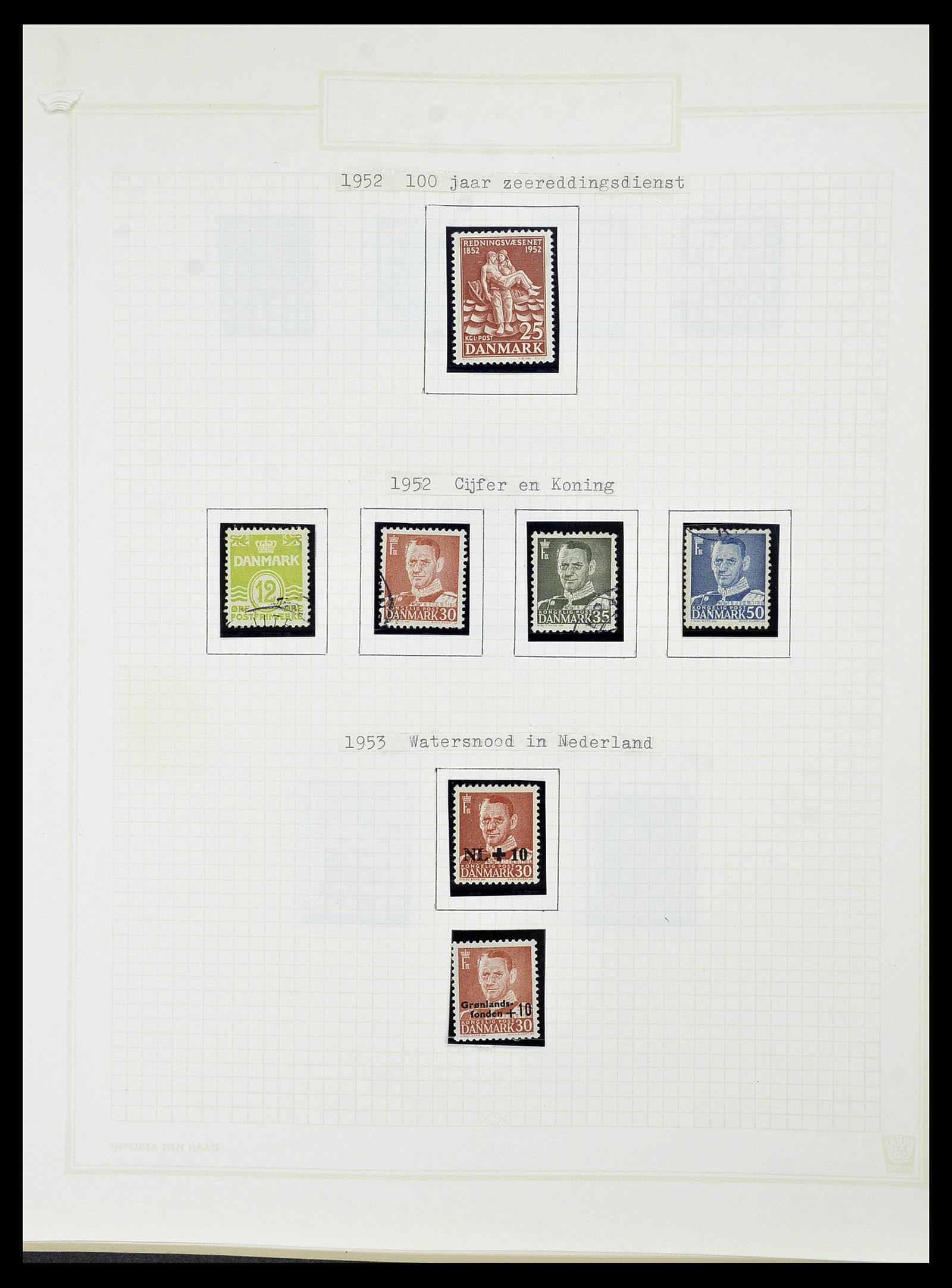 34492 048 - Postzegelverzameling 34492 Denemarken 1851-1975.