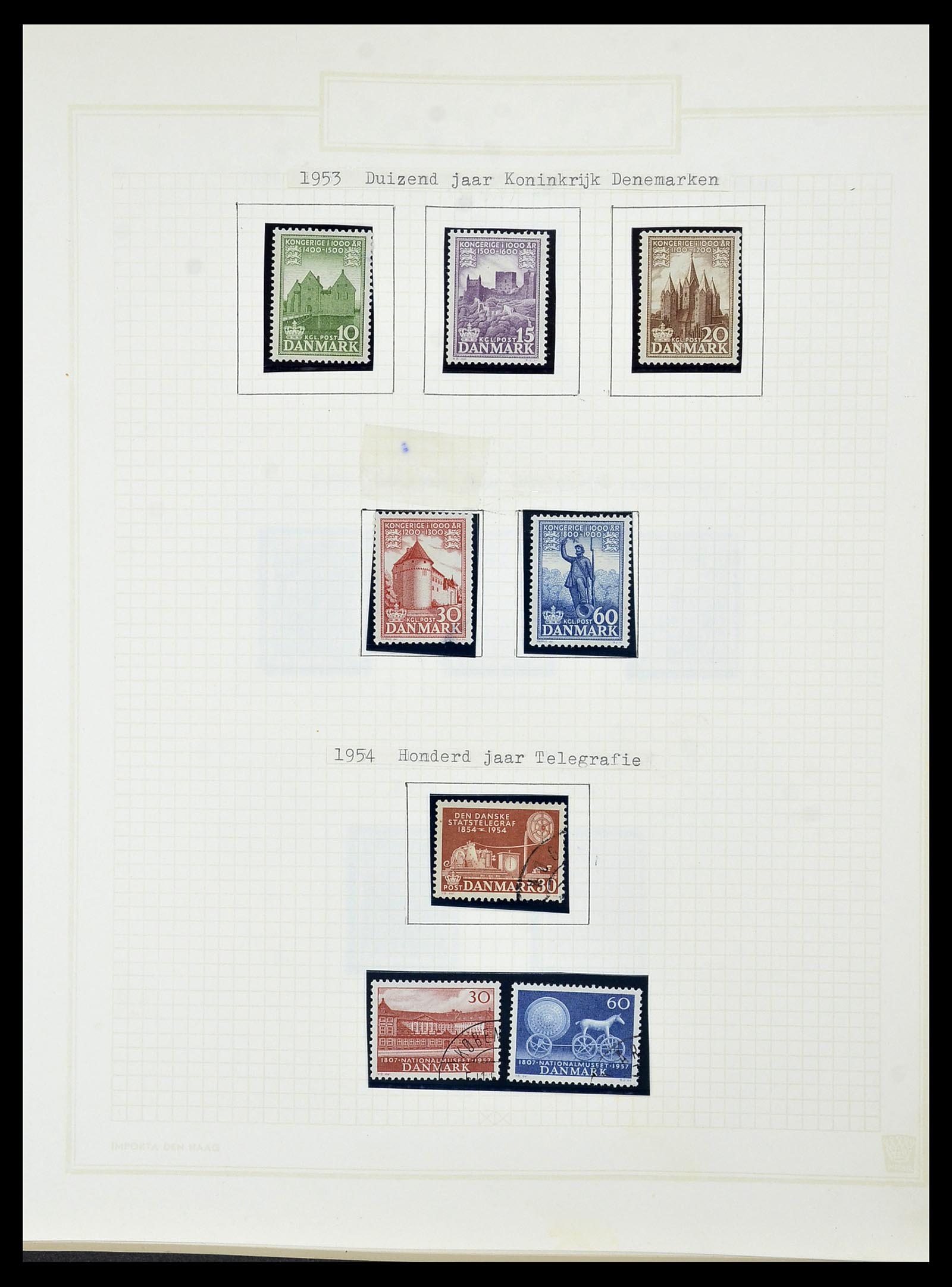 34492 050 - Postzegelverzameling 34492 Denemarken 1851-1975.