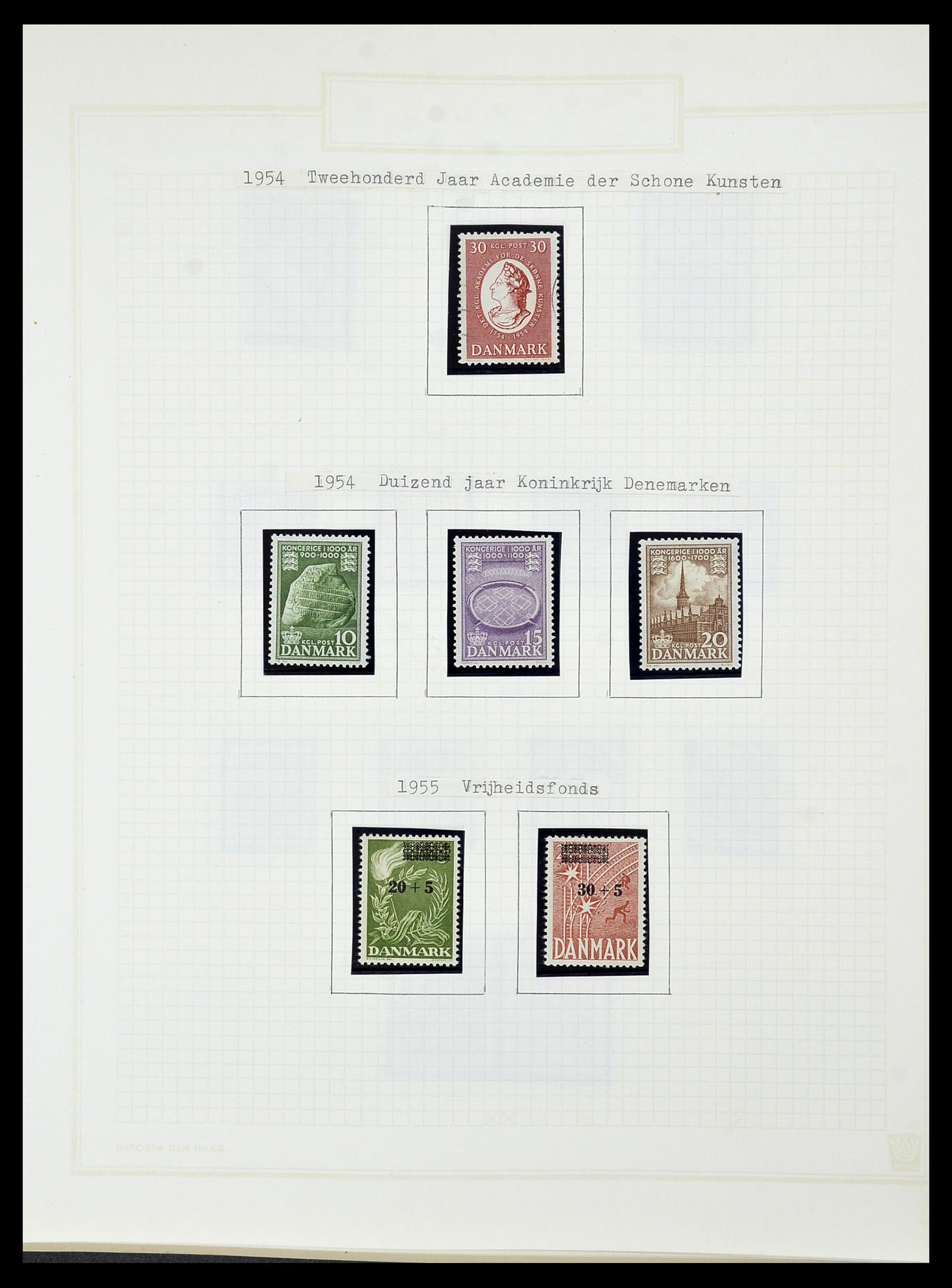 34492 051 - Postzegelverzameling 34492 Denemarken 1851-1975.