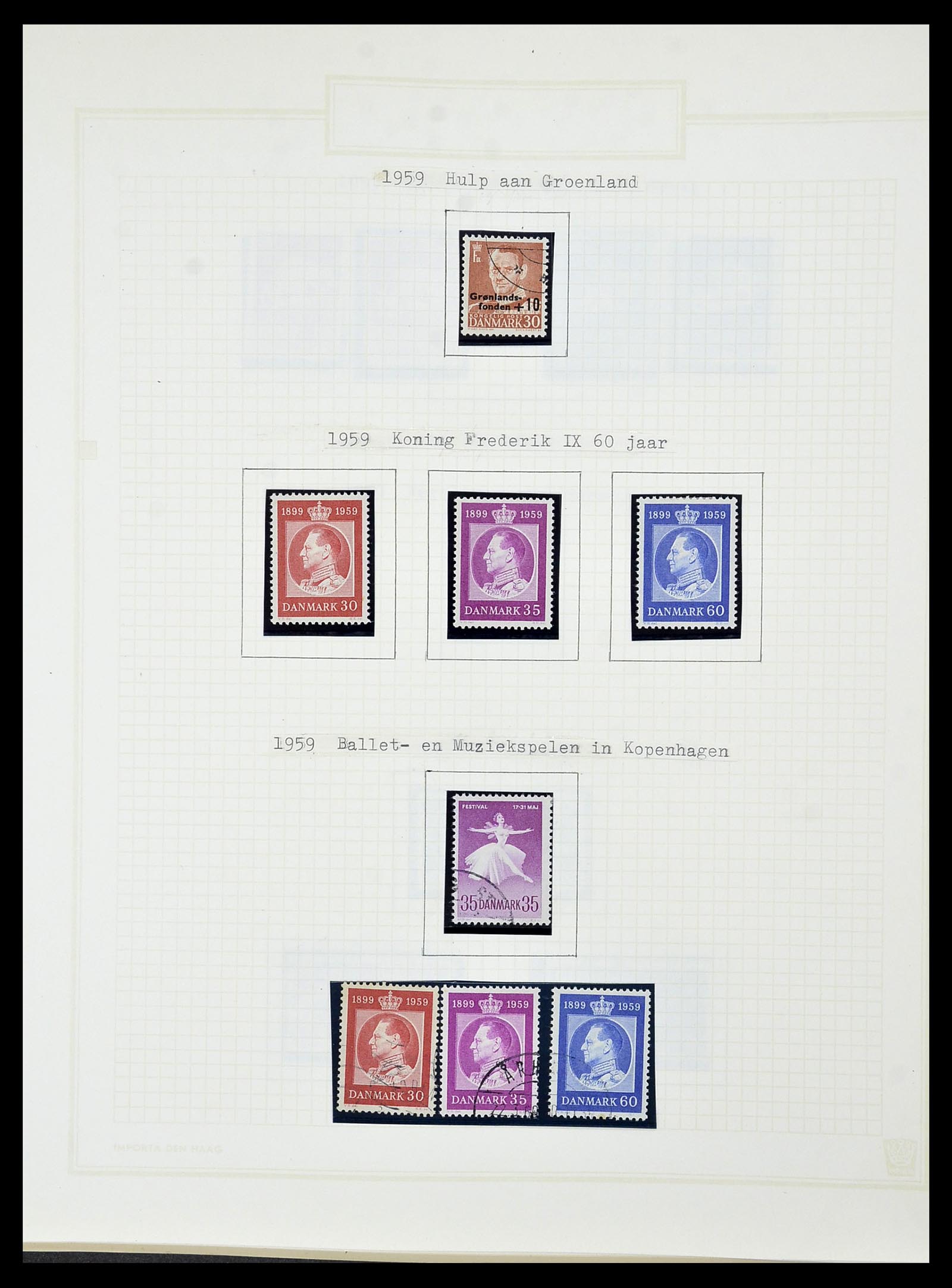 34492 055 - Postzegelverzameling 34492 Denemarken 1851-1975.