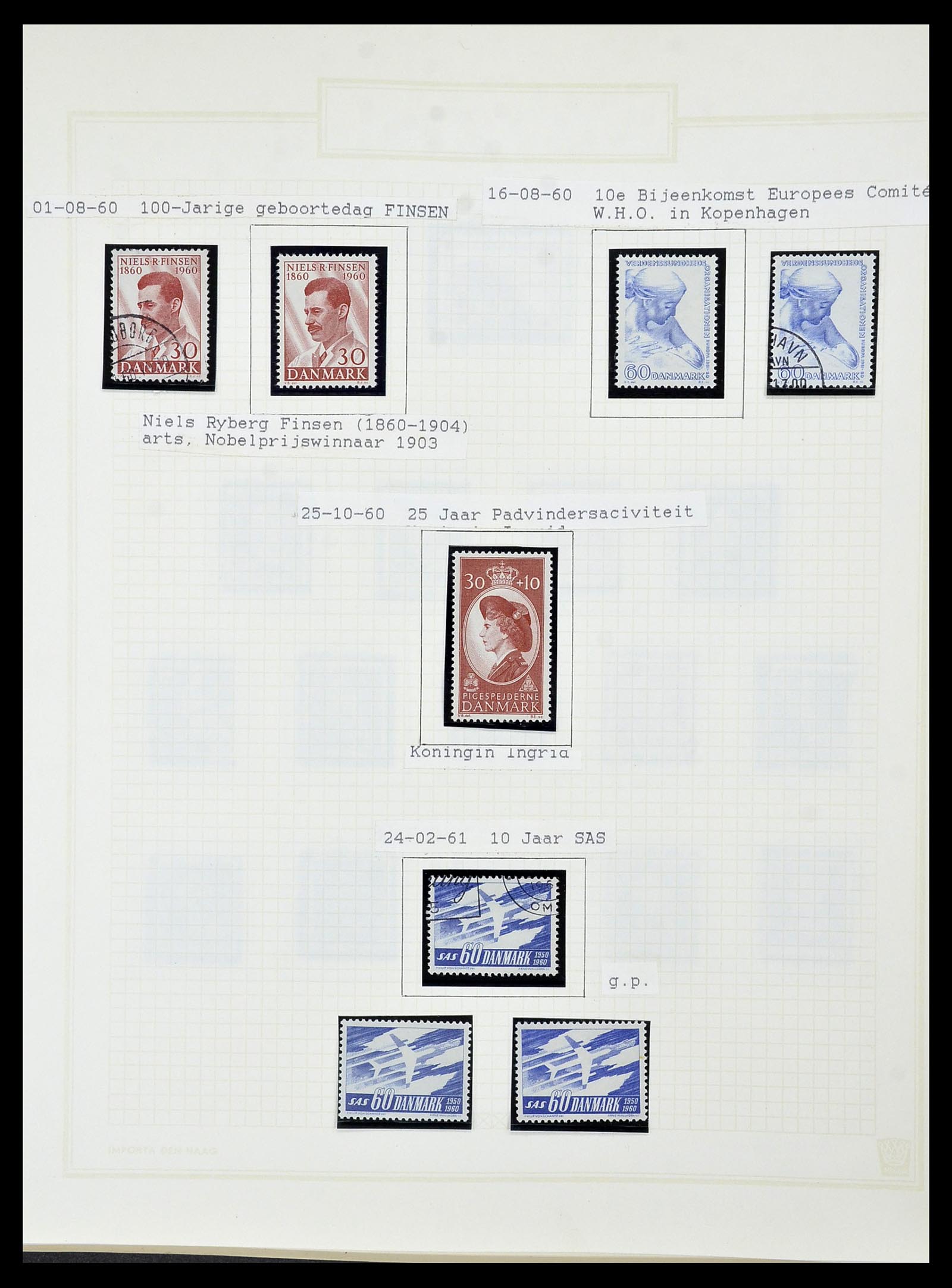 34492 058 - Postzegelverzameling 34492 Denemarken 1851-1975.