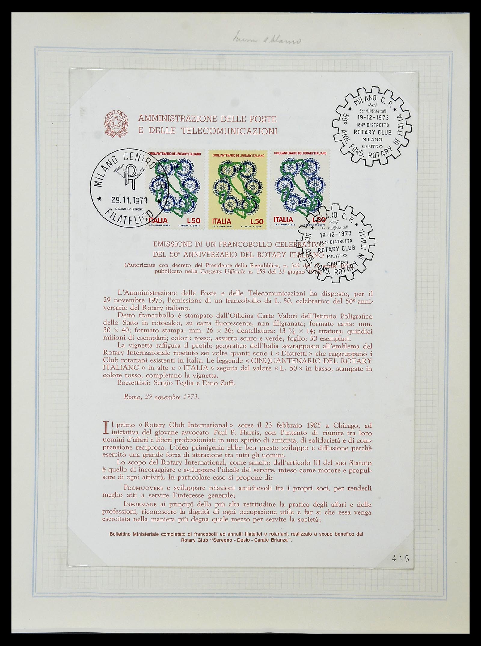 34499 039 - Postzegelverzameling 34499 Motief Rotary 1931-2011.