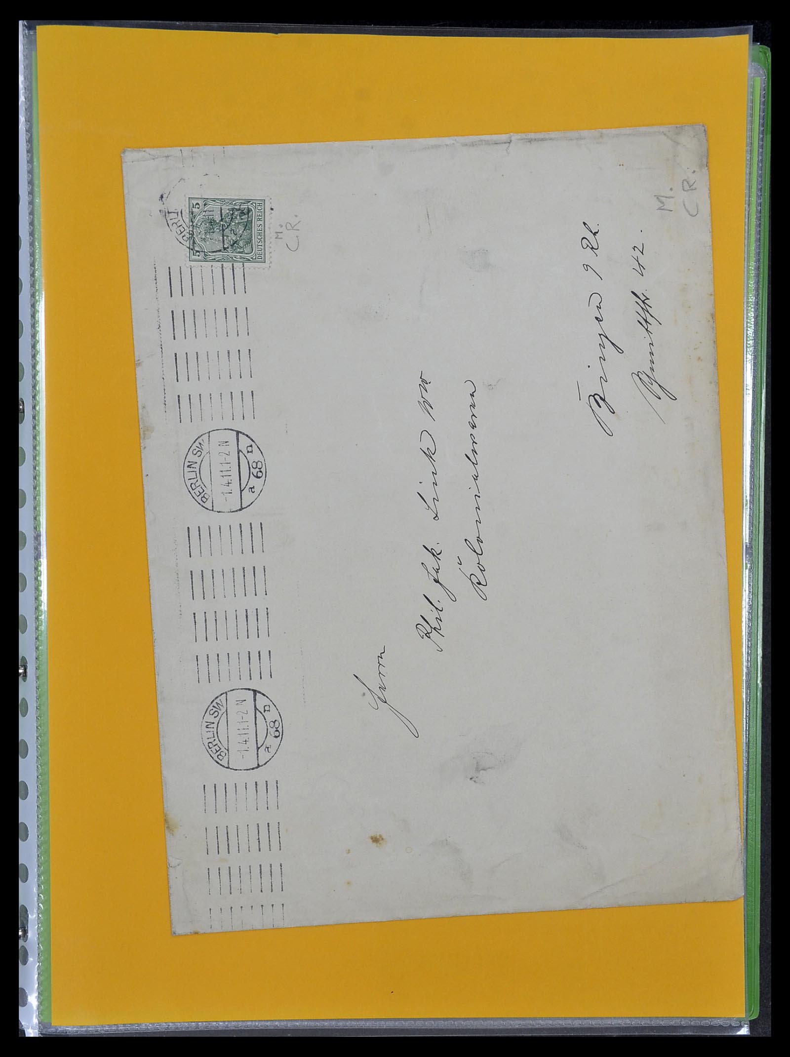 34504 001 - Postzegelverzameling 34504 Duitsland firmaperforaties op brief 1907-1