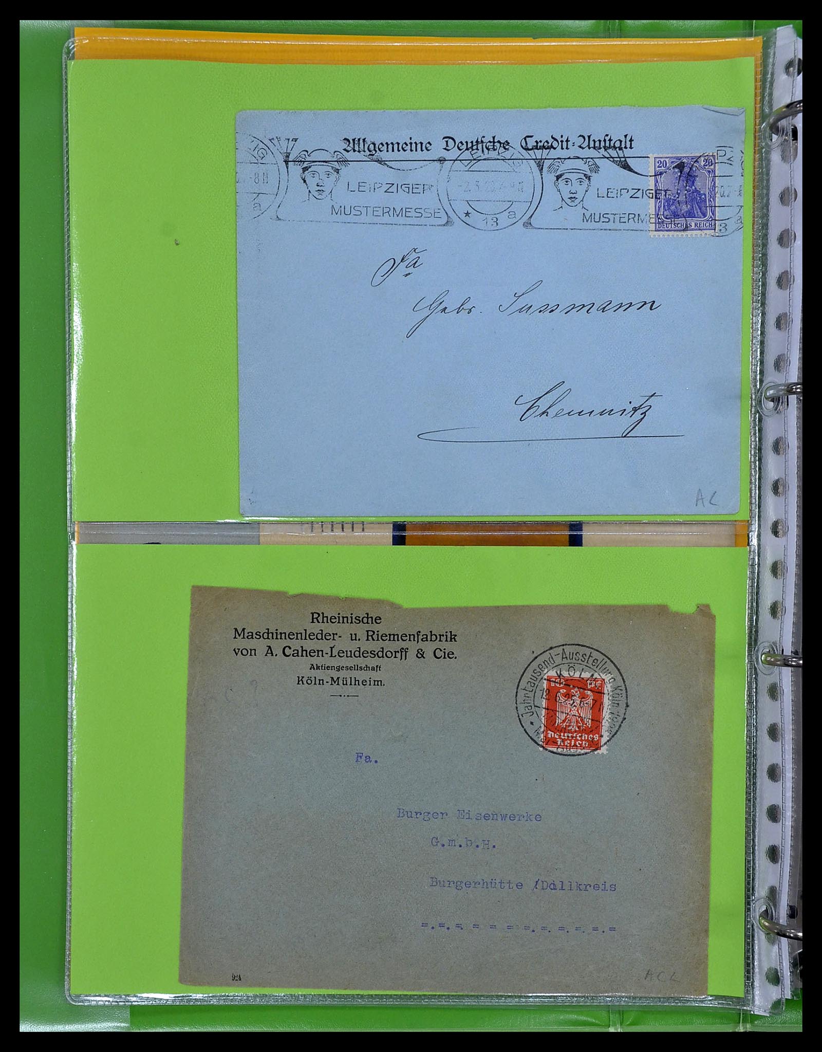 34504 004 - Postzegelverzameling 34504 Duitsland firmaperforaties op brief 1907-1