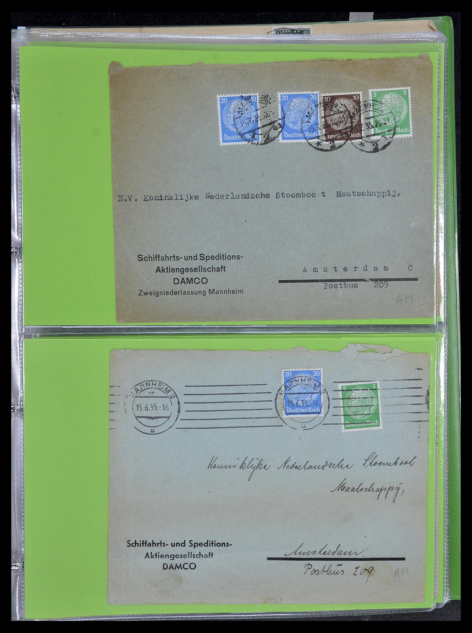 34504 009 - Stamp Collection 34504 Germany perfins on cover 1907-1936.