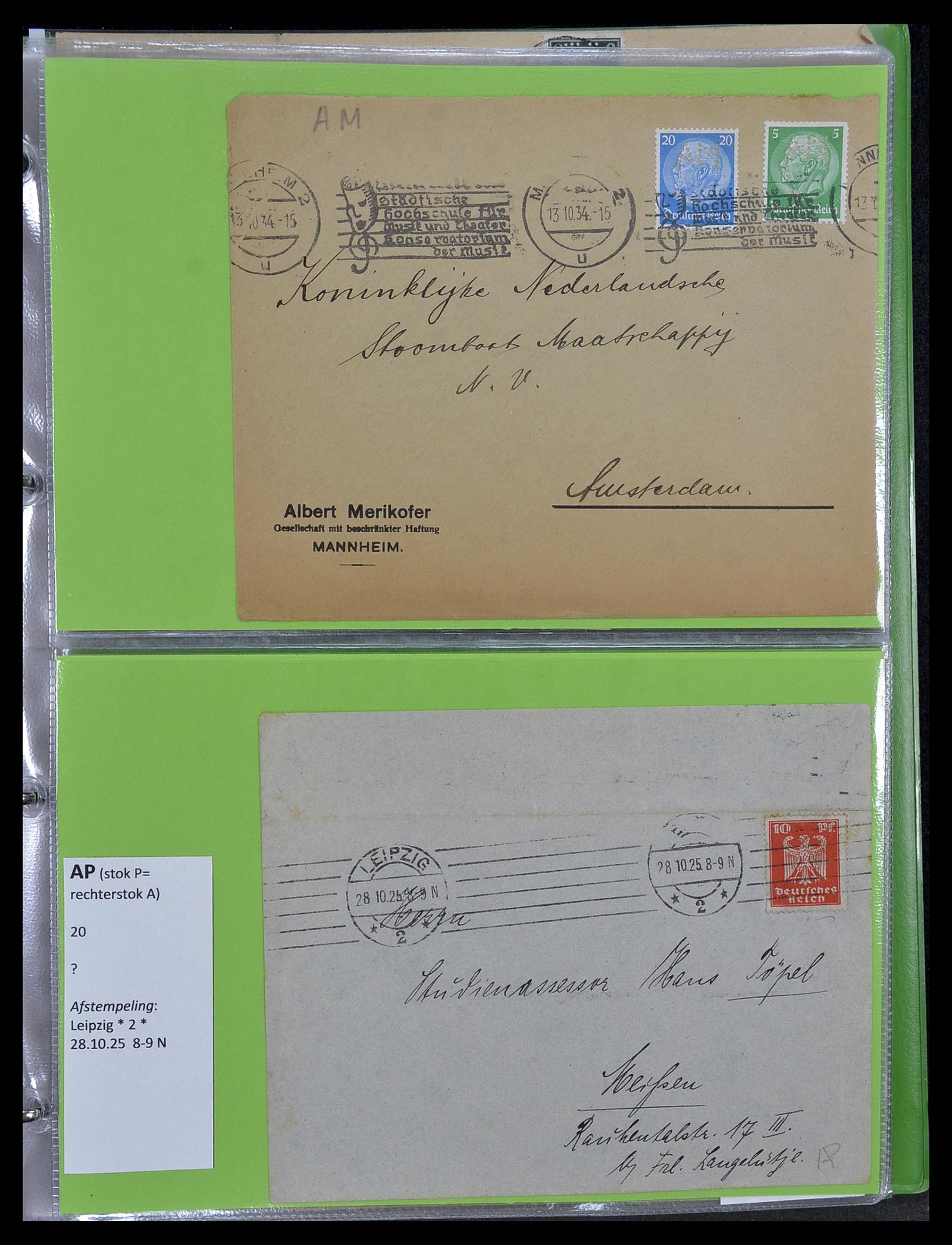 34504 011 - Postzegelverzameling 34504 Duitsland firmaperforaties op brief 1907-1