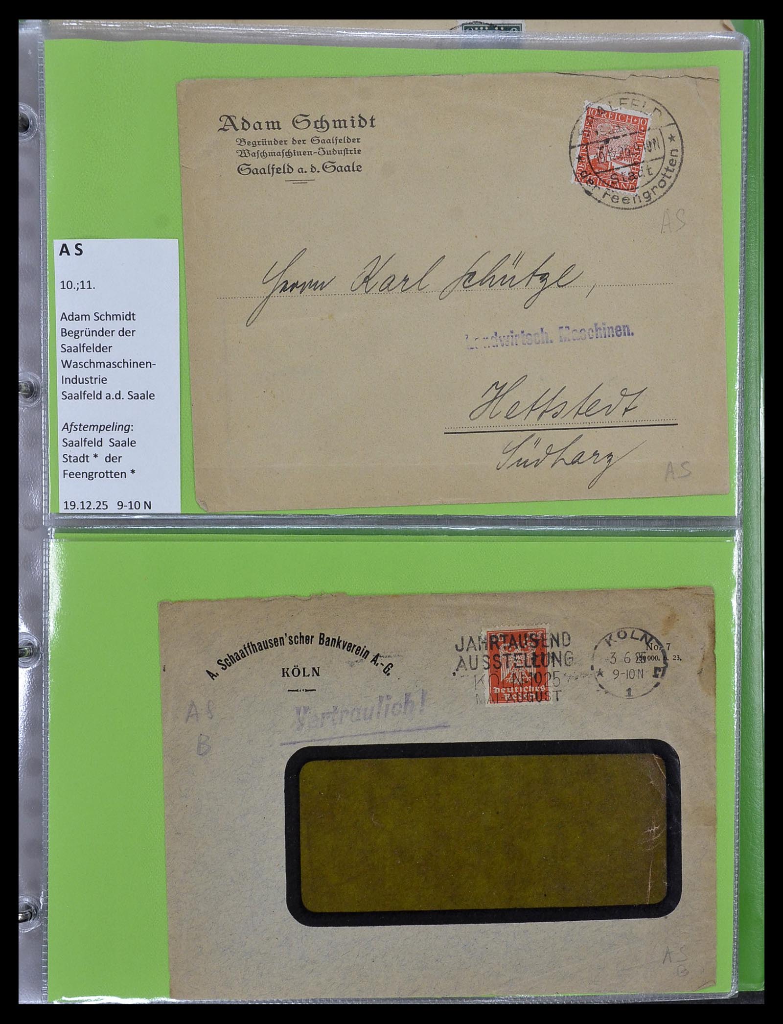 34504 013 - Postzegelverzameling 34504 Duitsland firmaperforaties op brief 1907-1