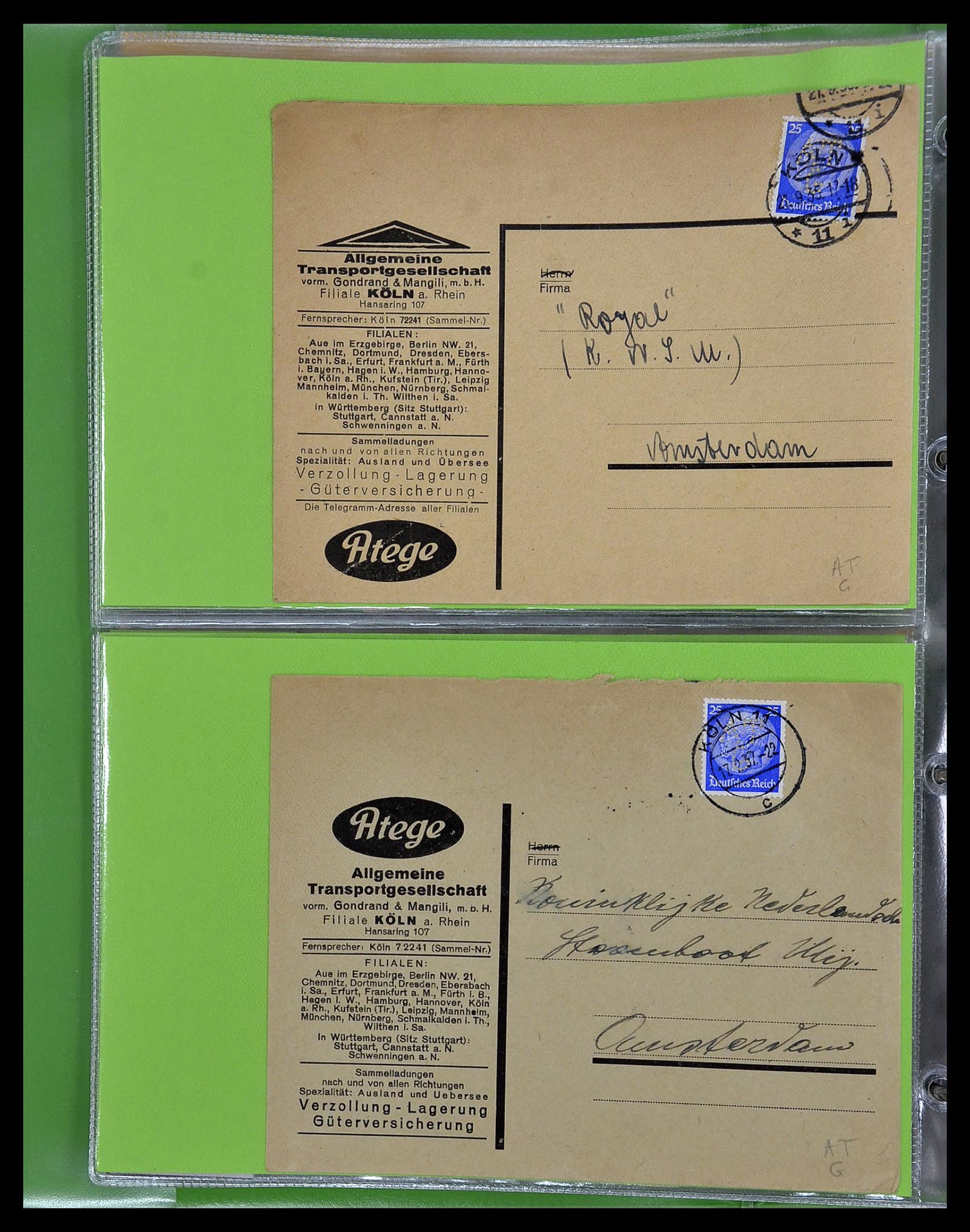 34504 014 - Postzegelverzameling 34504 Duitsland firmaperforaties op brief 1907-1