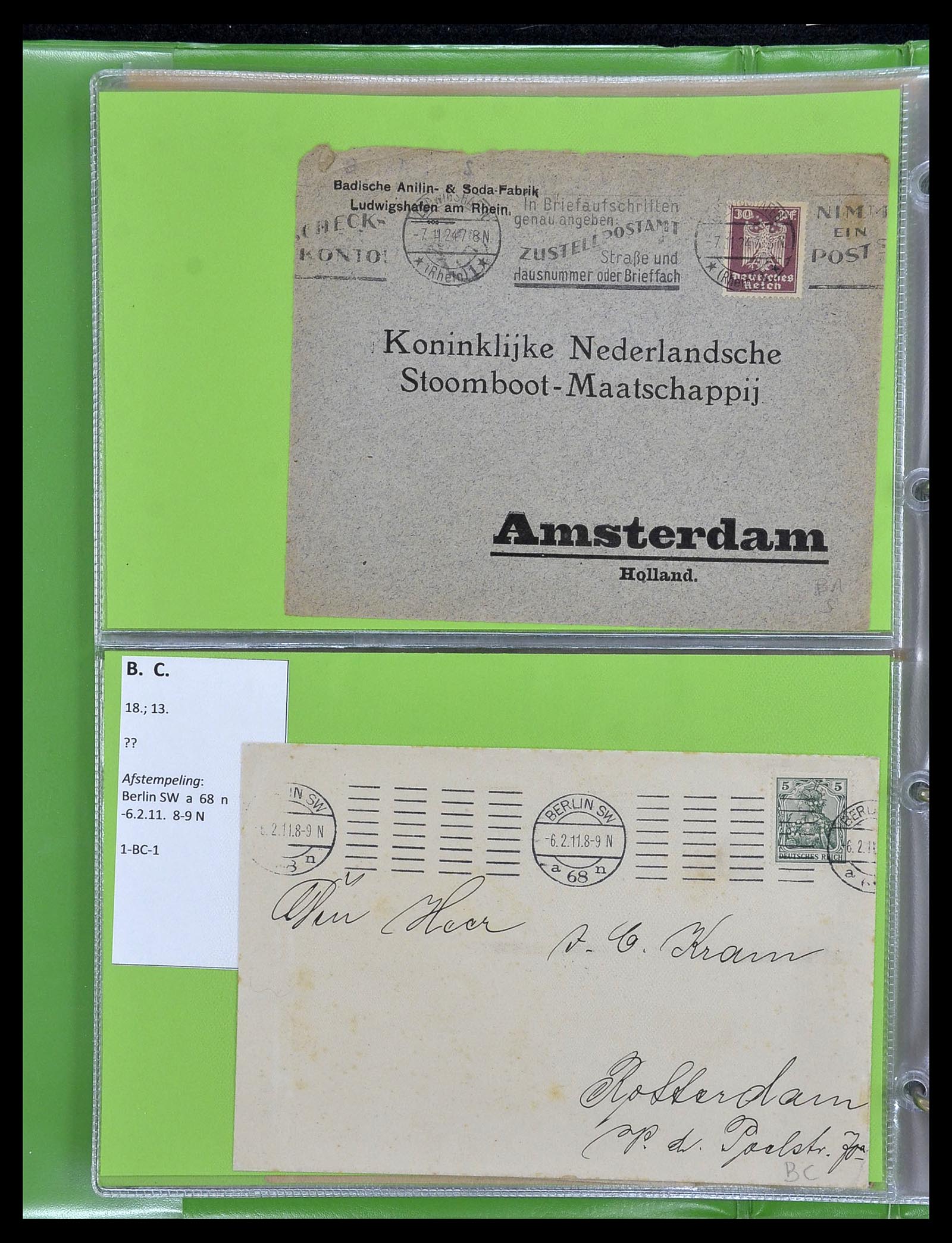 34504 016 - Postzegelverzameling 34504 Duitsland firmaperforaties op brief 1907-1
