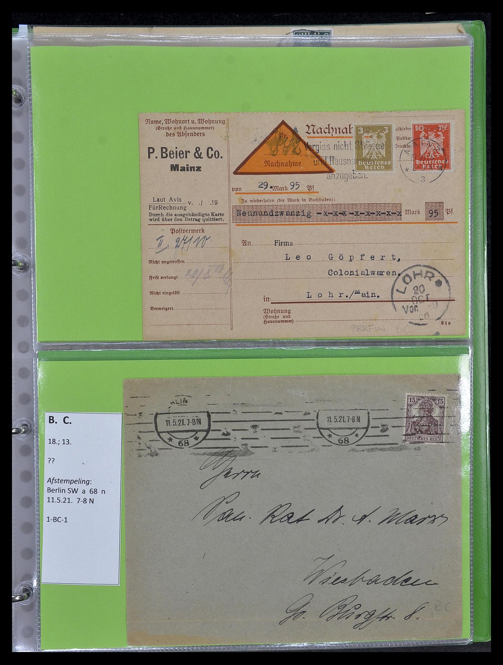 34504 017 - Postzegelverzameling 34504 Duitsland firmaperforaties op brief 1907-1