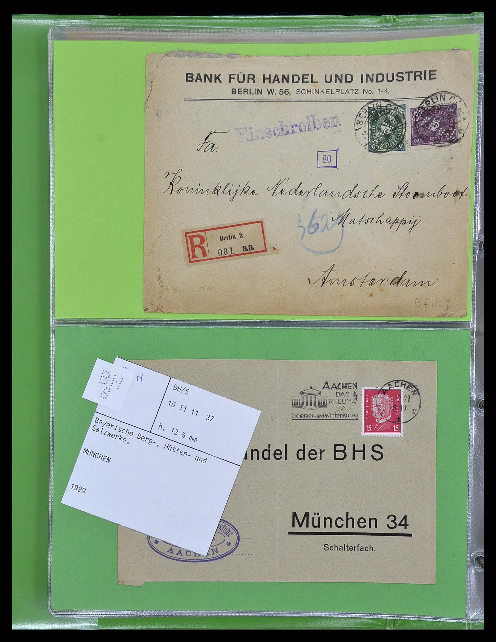 34504 020 - Stamp Collection 34504 Germany perfins on cover 1907-1936.