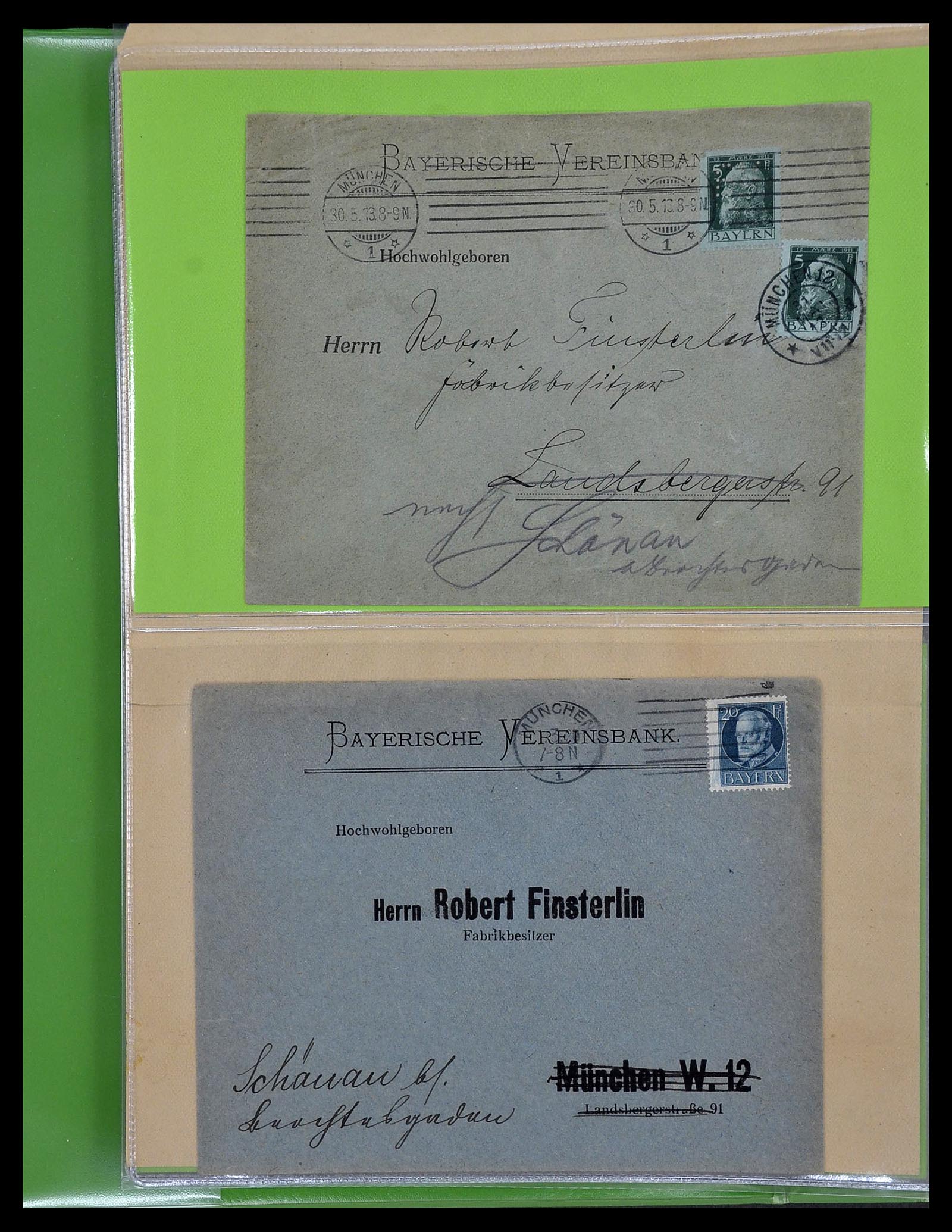34504 029 - Postzegelverzameling 34504 Duitsland firmaperforaties op brief 1907-1