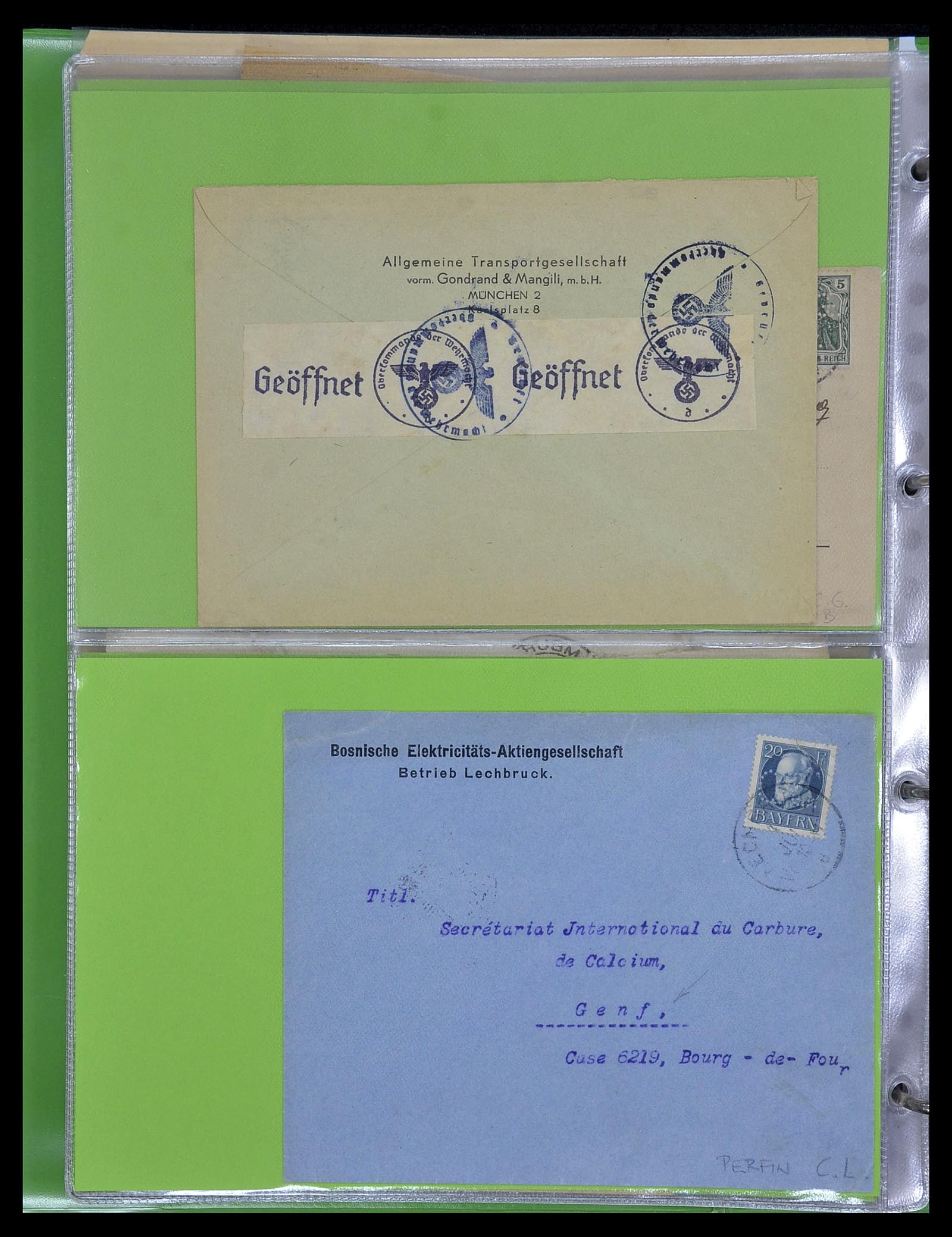 34504 039 - Stamp Collection 34504 Germany perfins on cover 1907-1936.