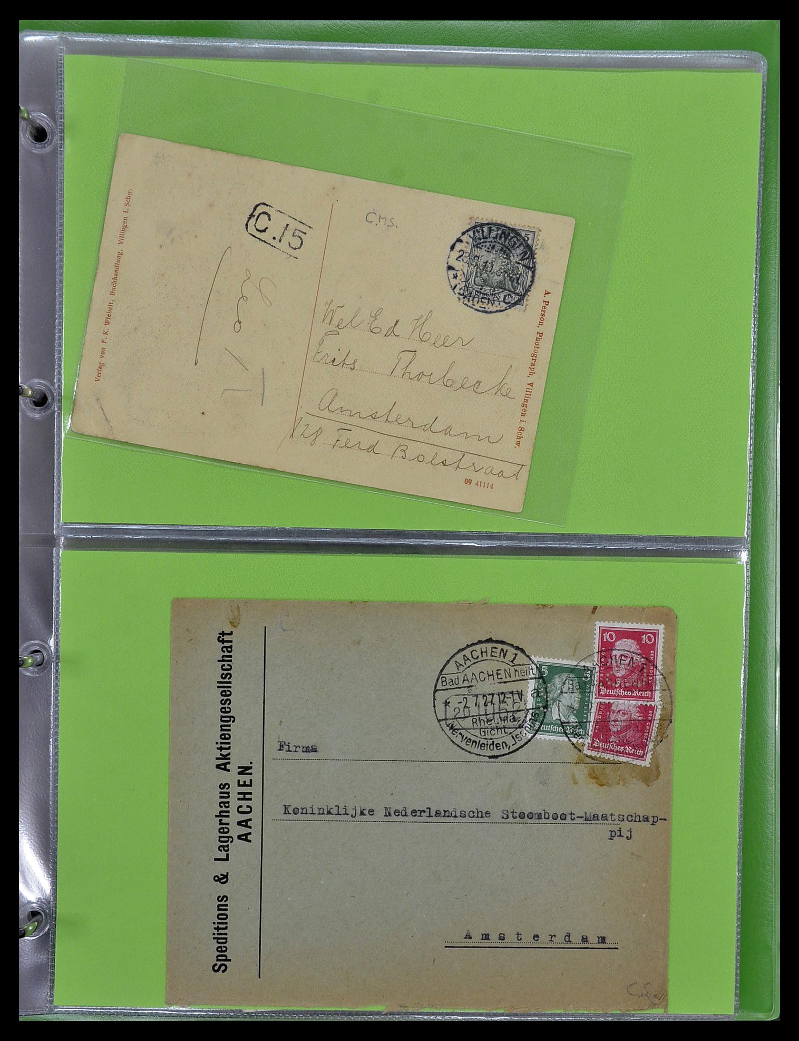 34504 040 - Postzegelverzameling 34504 Duitsland firmaperforaties op brief 1907-1