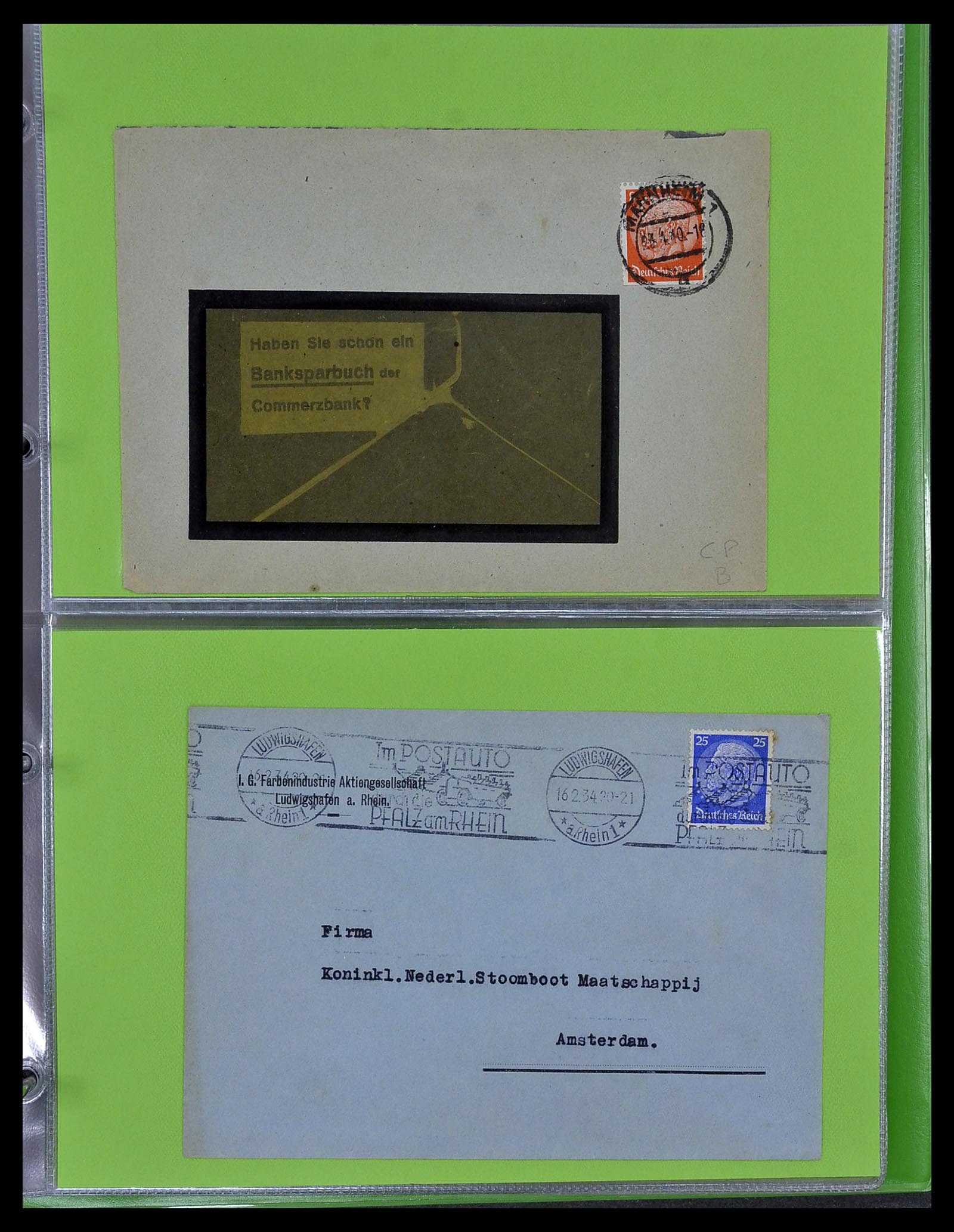34504 042 - Postzegelverzameling 34504 Duitsland firmaperforaties op brief 1907-1