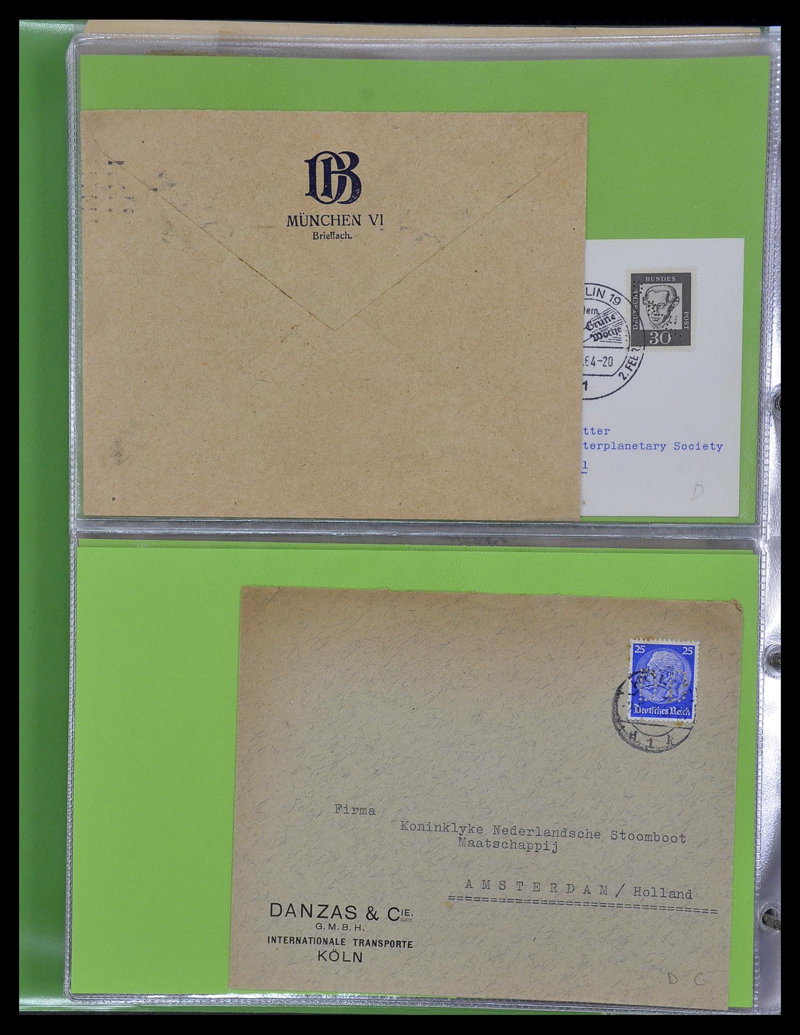 34504 046 - Postzegelverzameling 34504 Duitsland firmaperforaties op brief 1907-1
