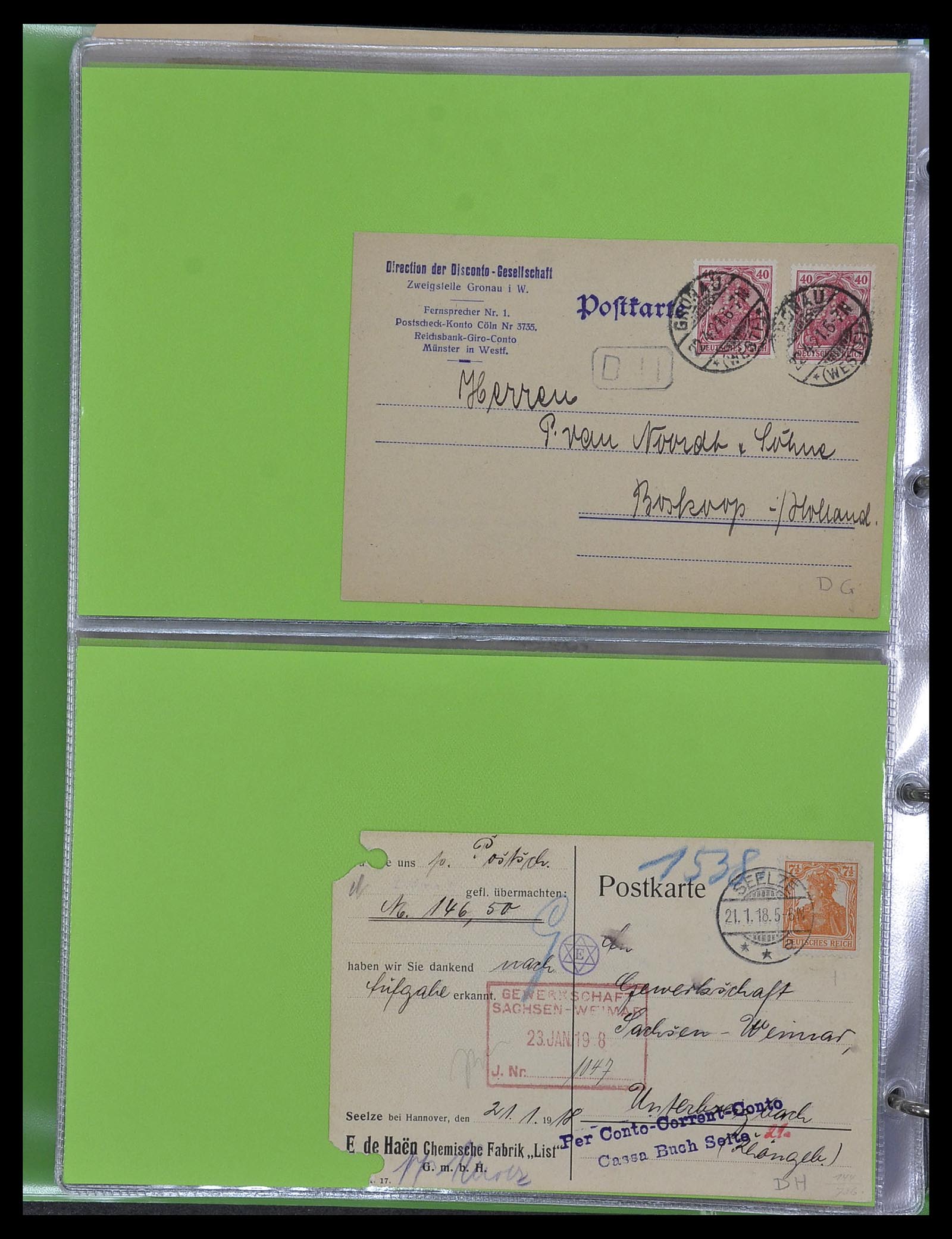 34504 048 - Stamp Collection 34504 Germany perfins on cover 1907-1936.