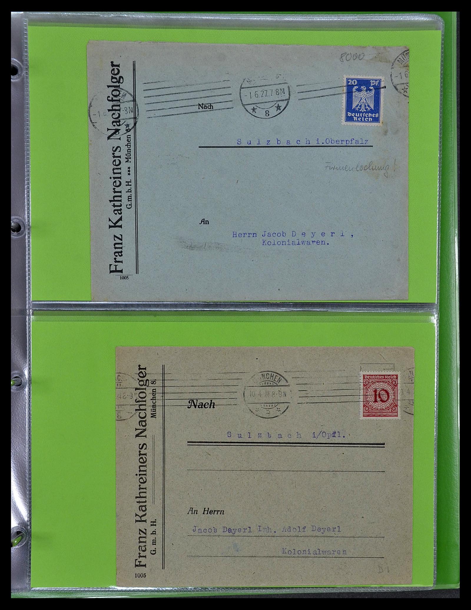 34504 049 - Postzegelverzameling 34504 Duitsland firmaperforaties op brief 1907-1