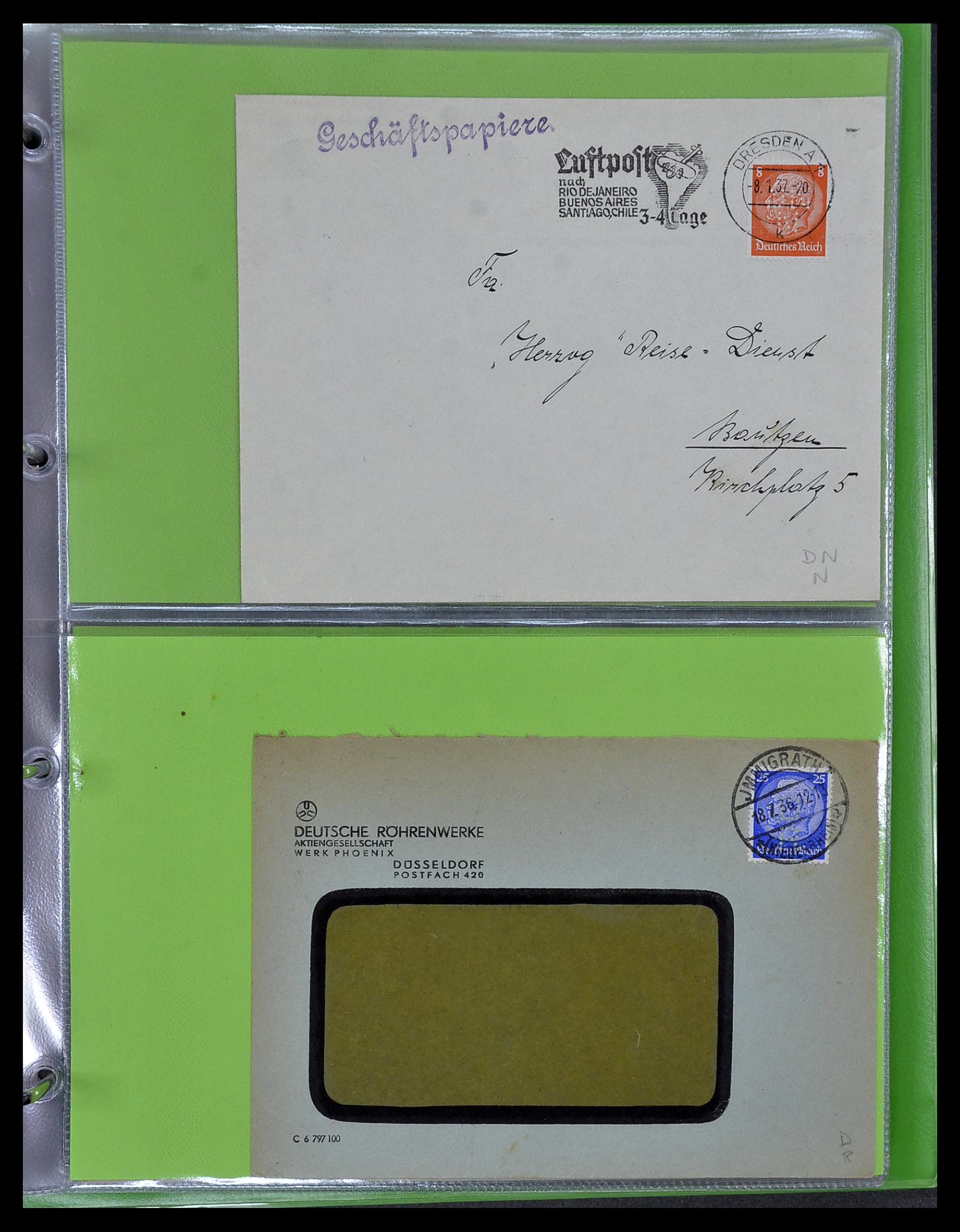 34504 051 - Postzegelverzameling 34504 Duitsland firmaperforaties op brief 1907-1