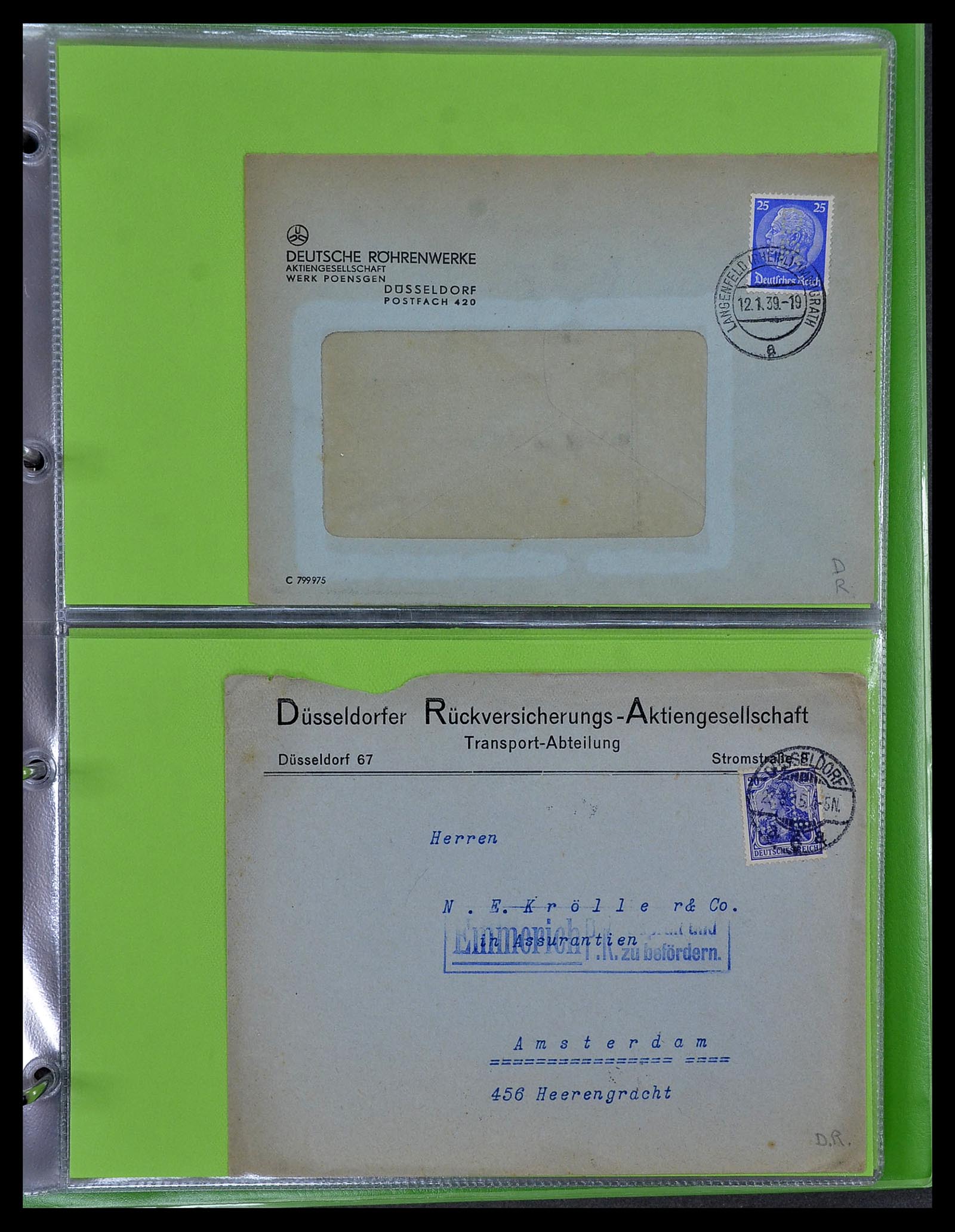 34504 053 - Stamp Collection 34504 Germany perfins on cover 1907-1936.