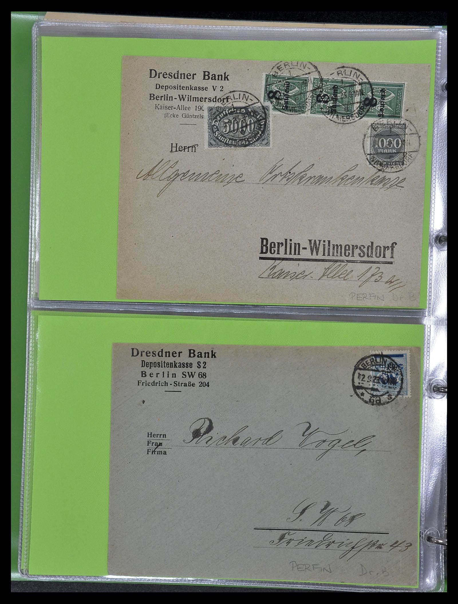 34504 054 - Postzegelverzameling 34504 Duitsland firmaperforaties op brief 1907-1