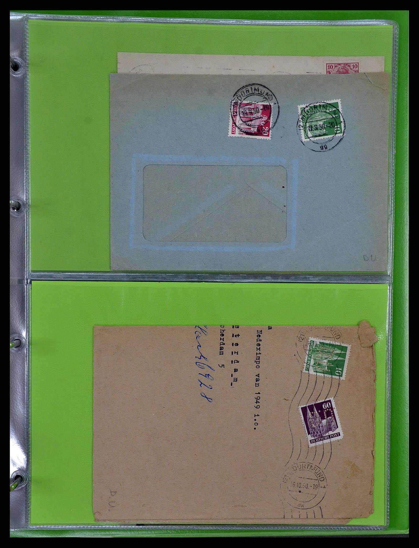 34504 057 - Postzegelverzameling 34504 Duitsland firmaperforaties op brief 1907-1