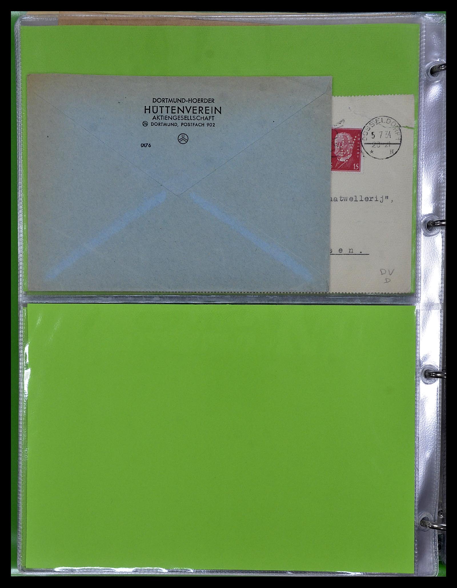 34504 058 - Postzegelverzameling 34504 Duitsland firmaperforaties op brief 1907-1