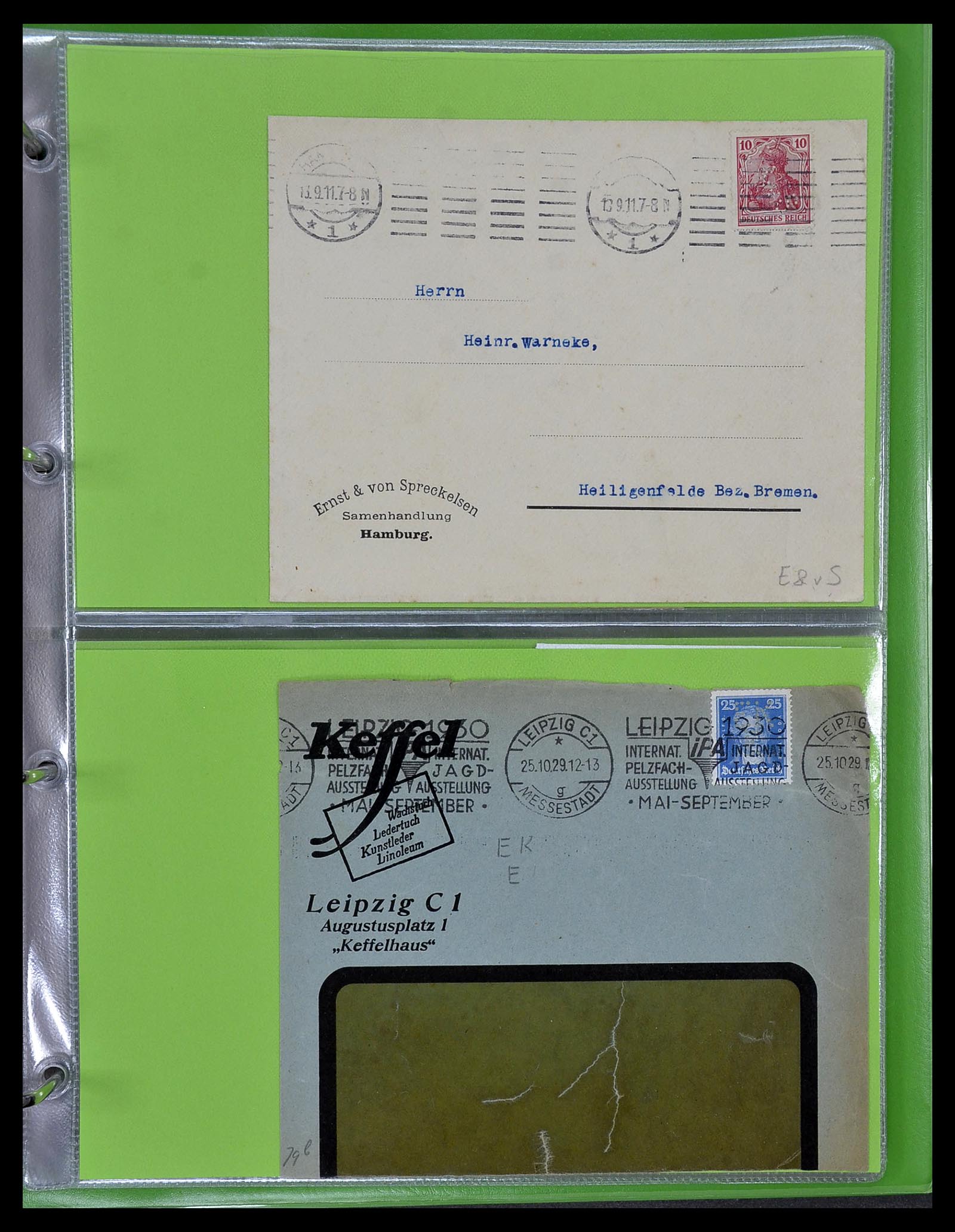 34504 059 - Postzegelverzameling 34504 Duitsland firmaperforaties op brief 1907-1