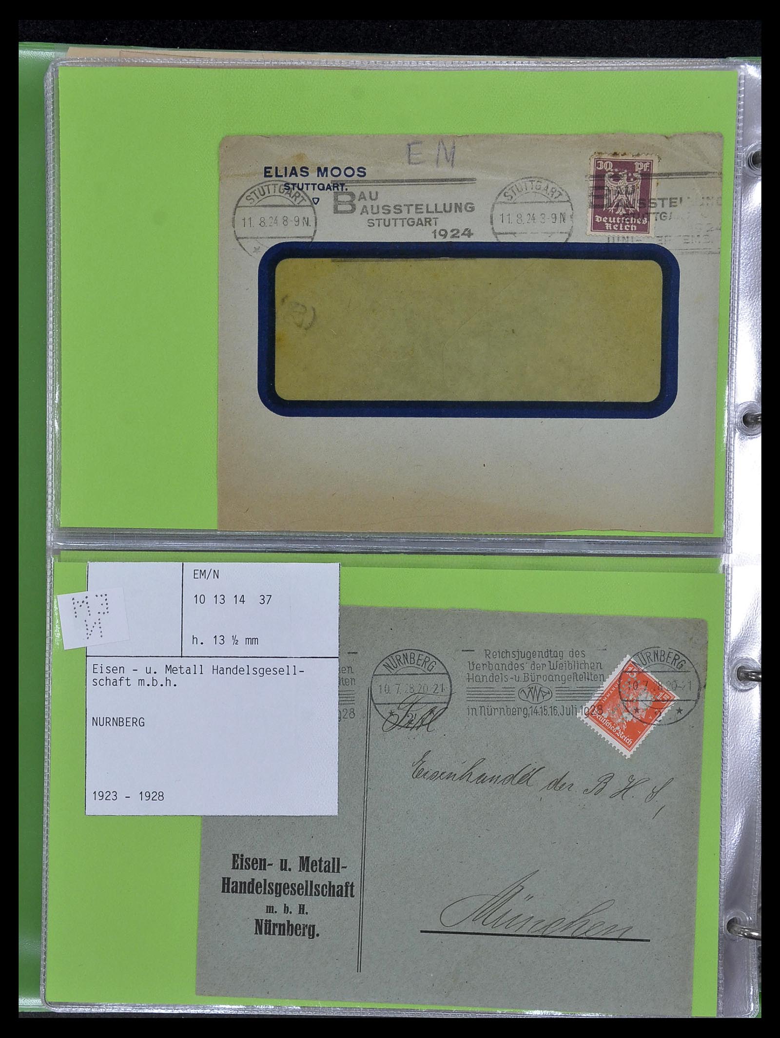 34504 060 - Postzegelverzameling 34504 Duitsland firmaperforaties op brief 1907-1