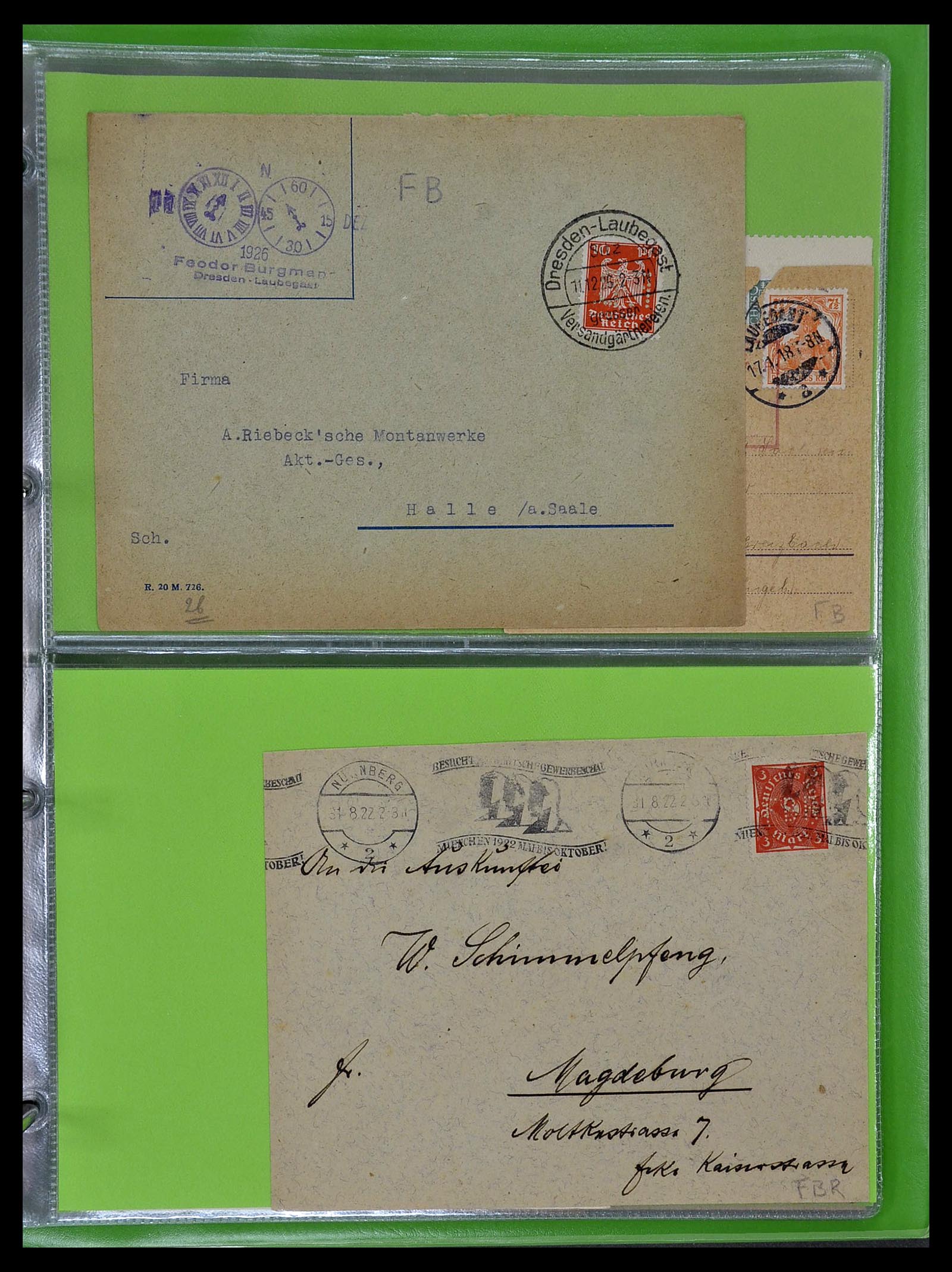 34504 064 - Stamp Collection 34504 Germany perfins on cover 1907-1936.