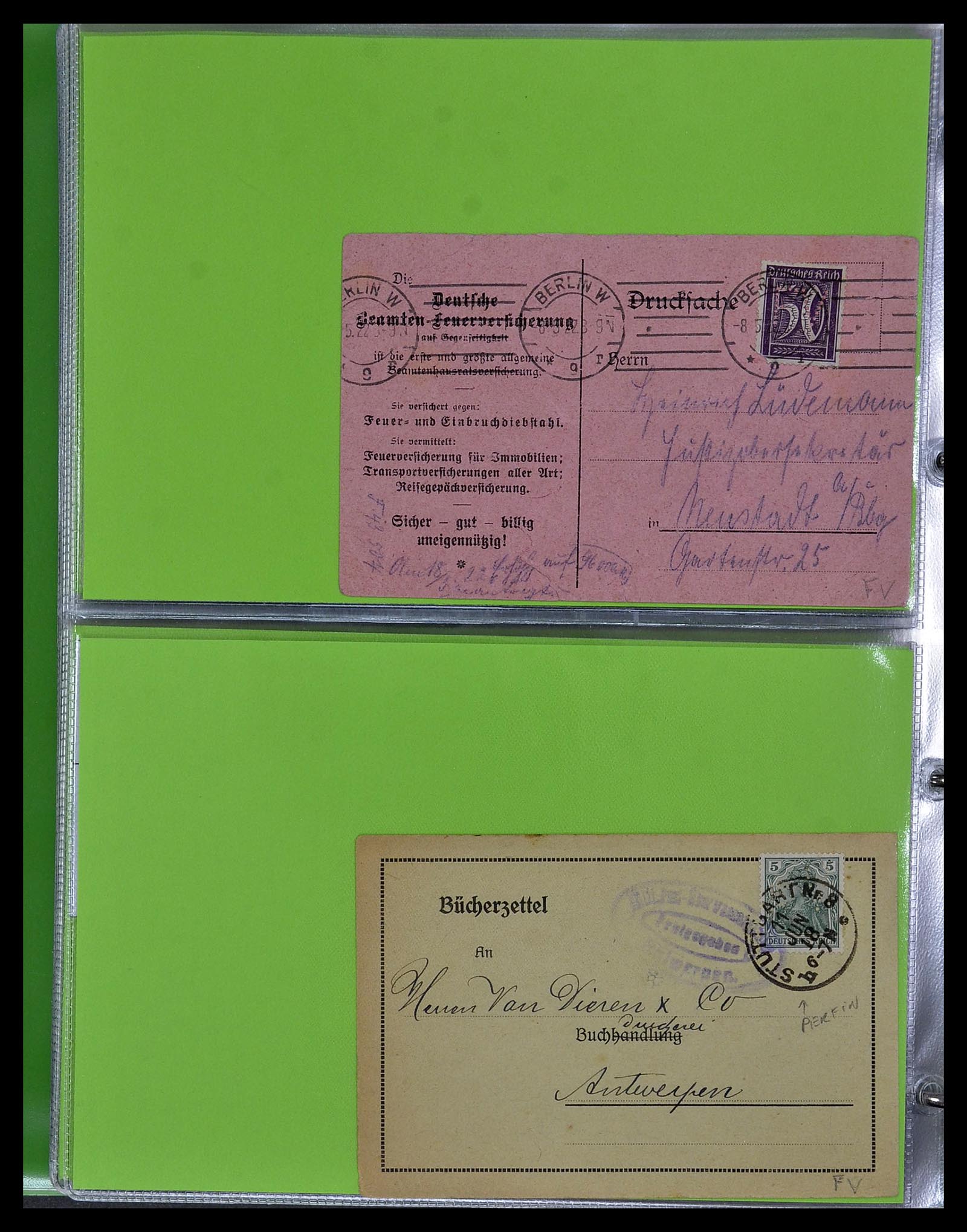 34504 069 - Stamp Collection 34504 Germany perfins on cover 1907-1936.
