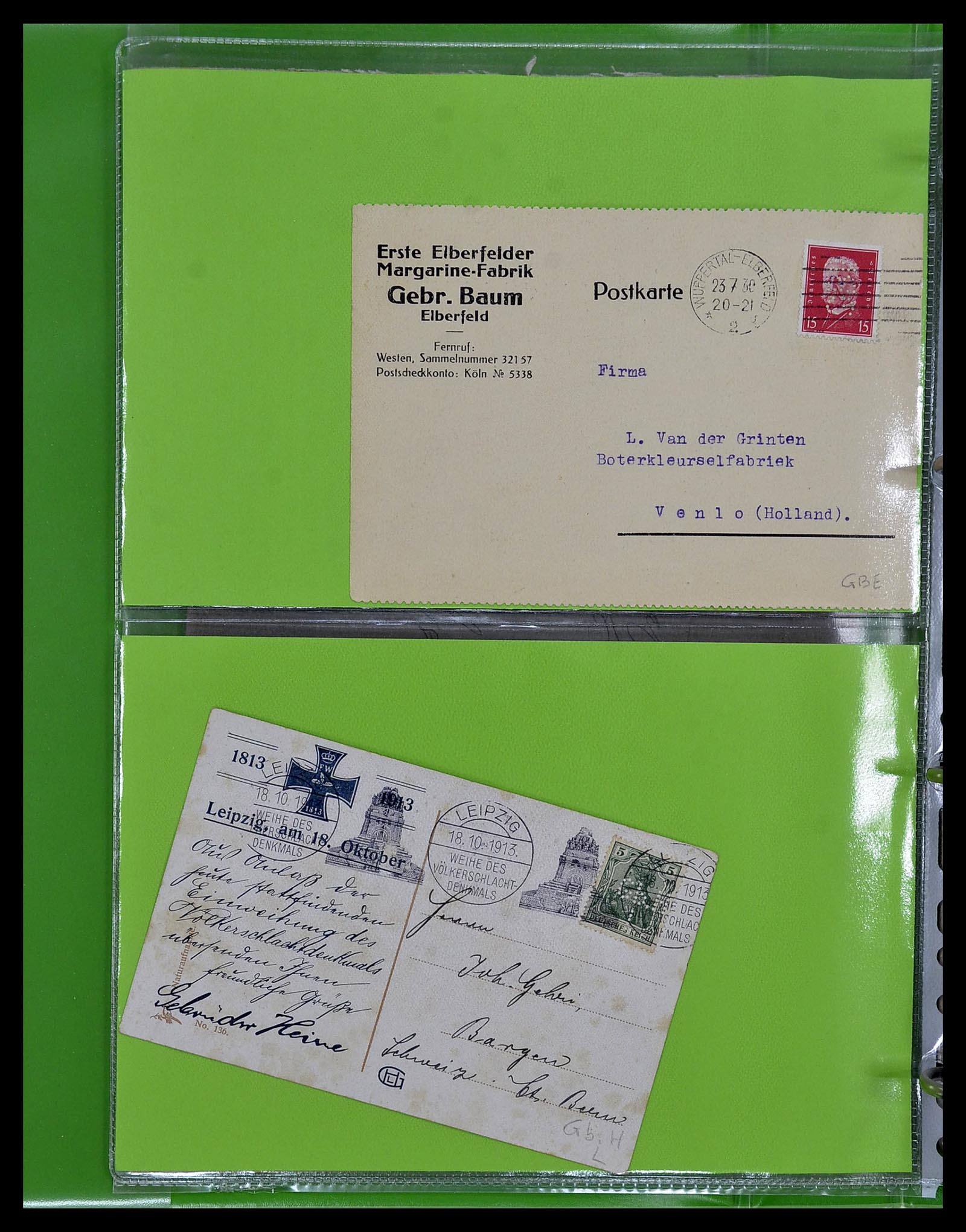34504 076 - Stamp Collection 34504 Germany perfins on cover 1907-1936.