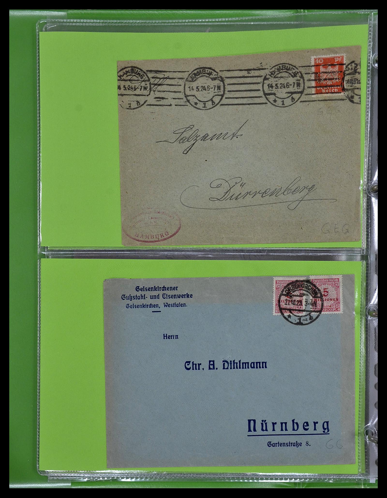 34504 078 - Stamp Collection 34504 Germany perfins on cover 1907-1936.