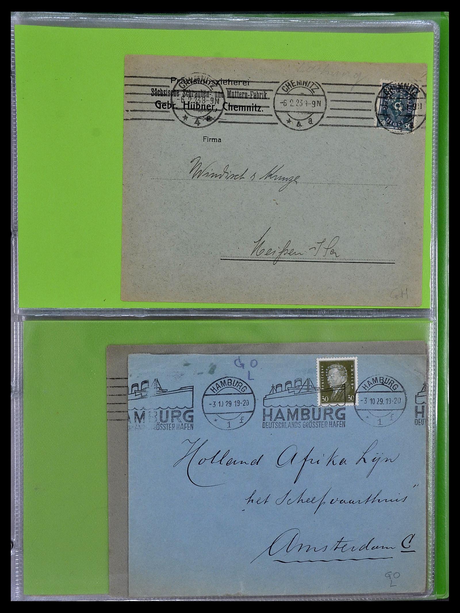 34504 079 - Stamp Collection 34504 Germany perfins on cover 1907-1936.