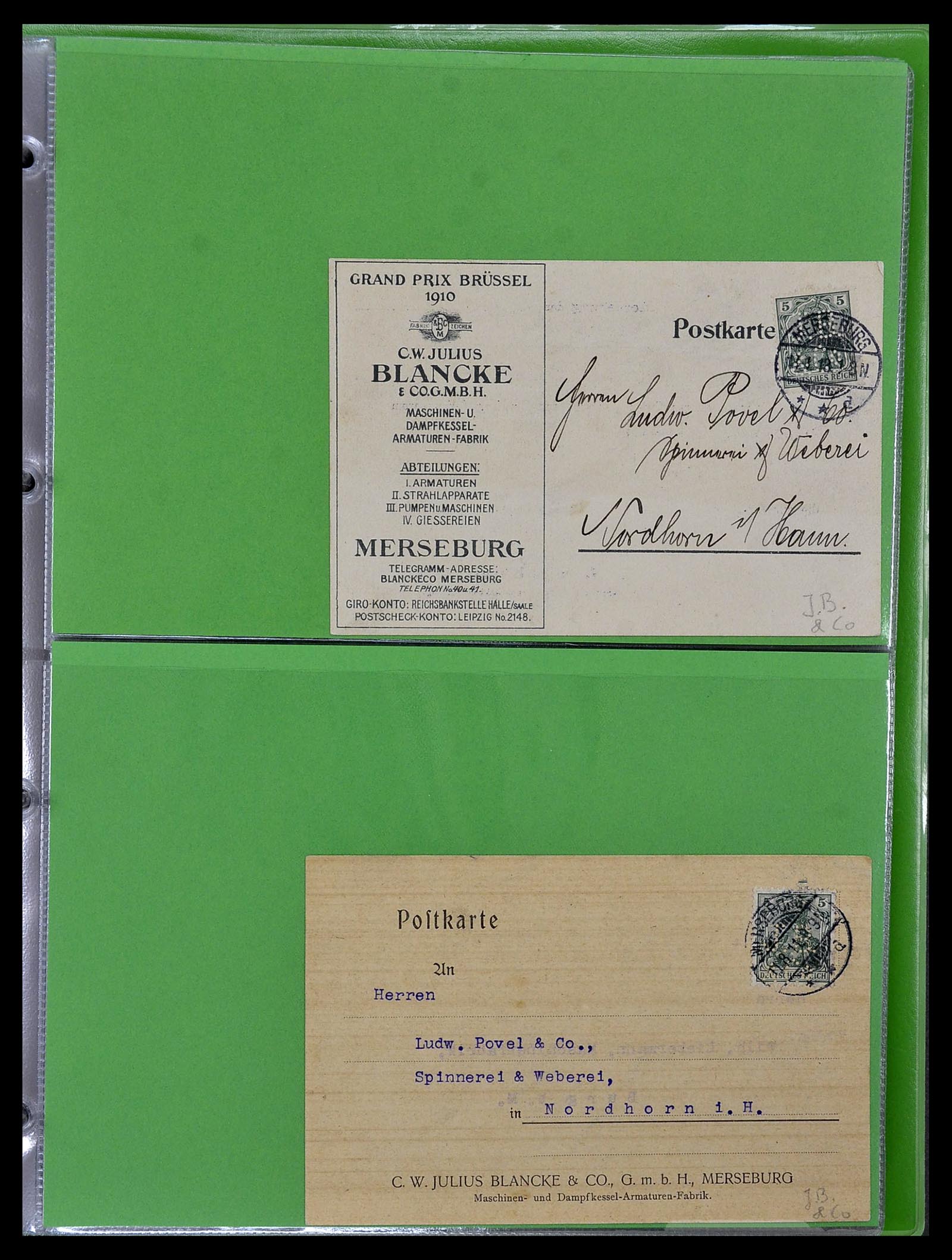 34504 099 - Stamp Collection 34504 Germany perfins on cover 1907-1936.