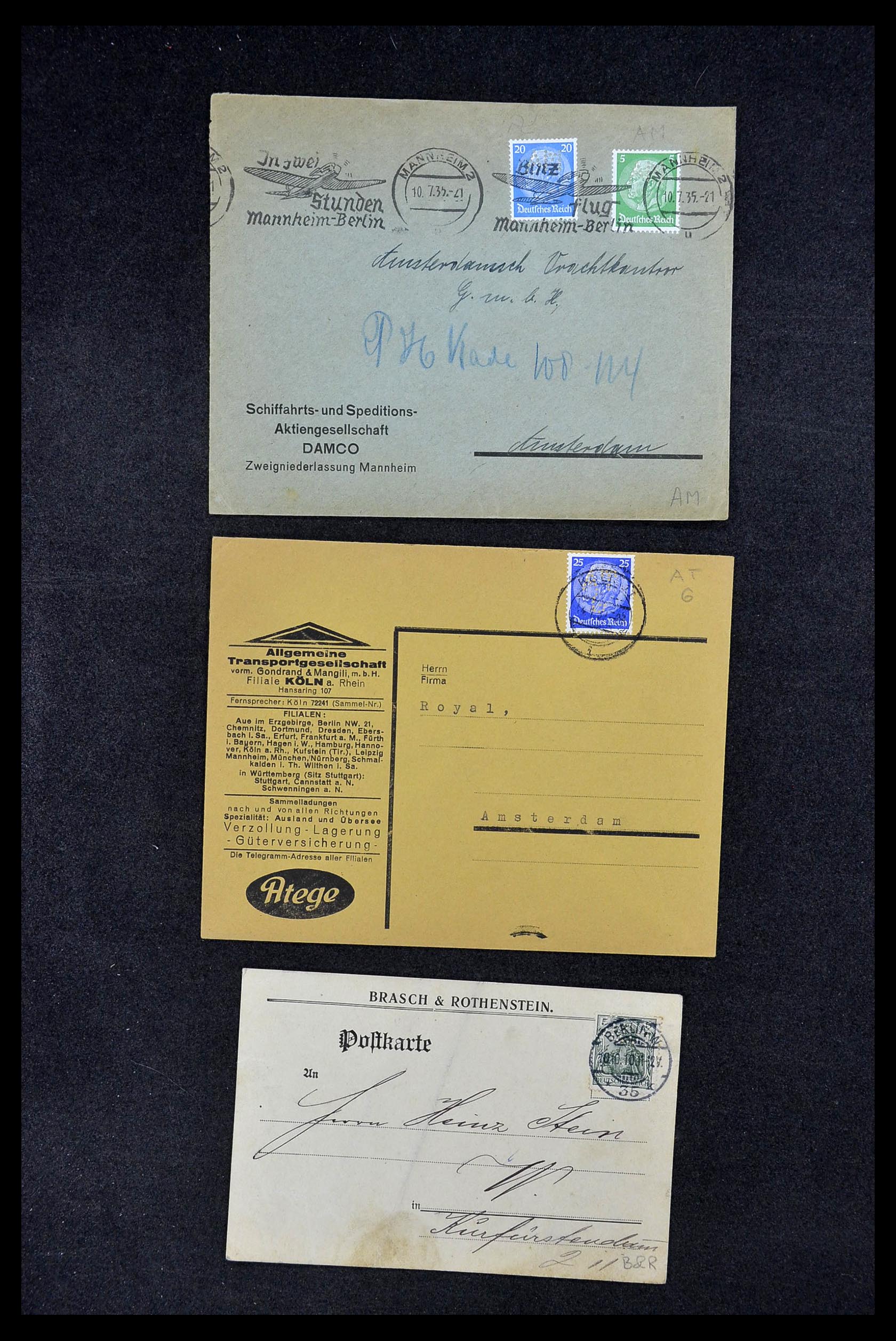 34504 224 - Stamp Collection 34504 Germany perfins on cover 1907-1936.