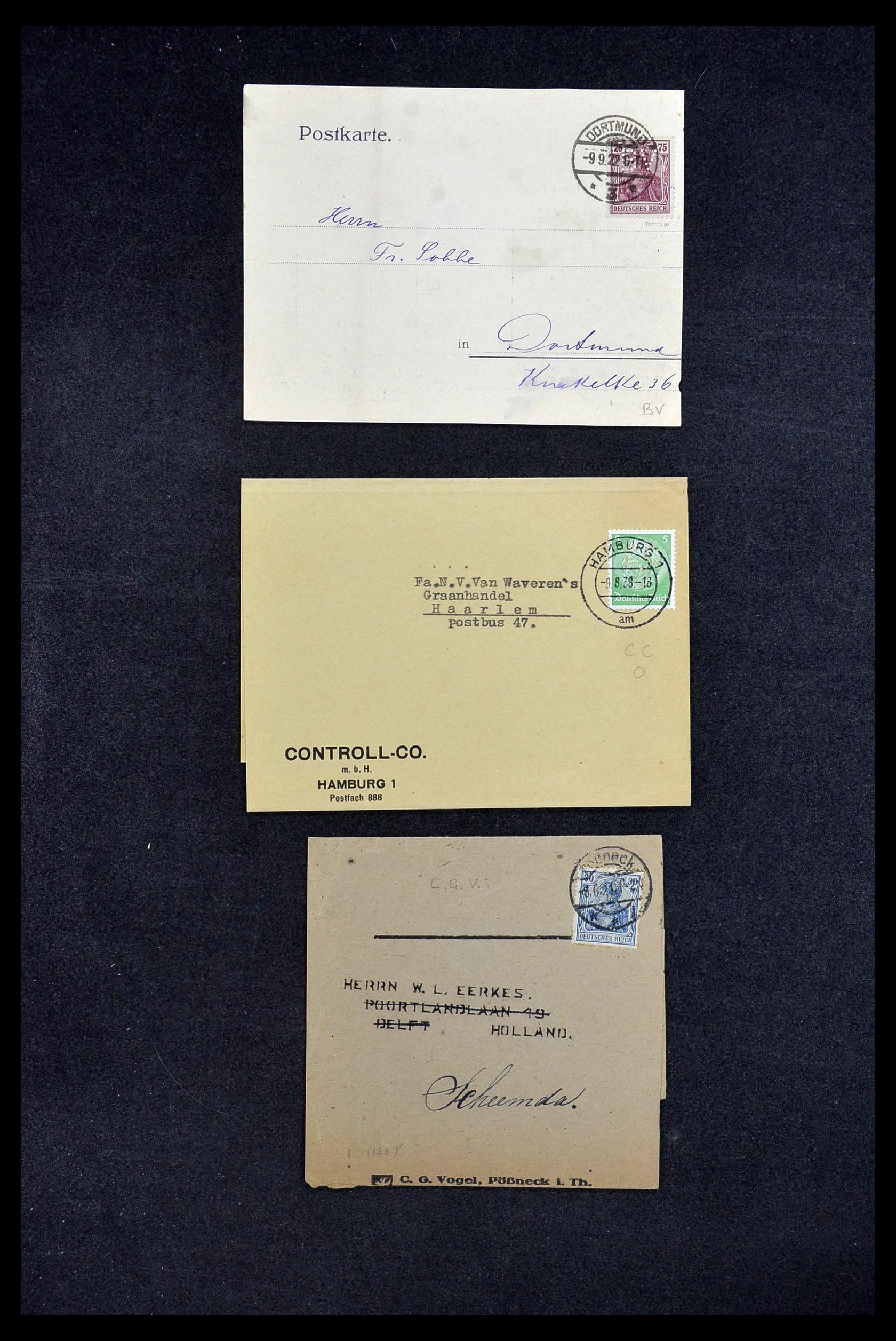 34504 225 - Stamp Collection 34504 Germany perfins on cover 1907-1936.