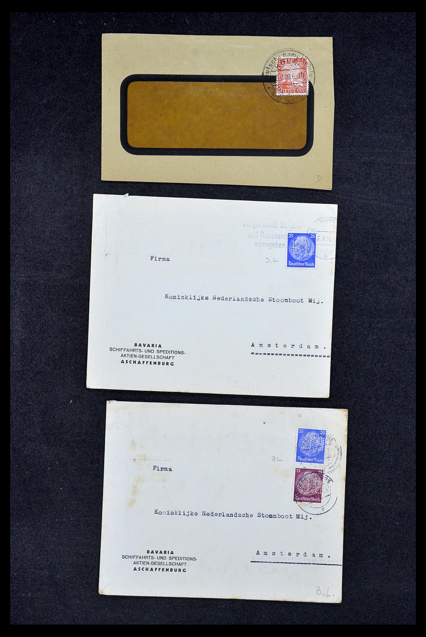 34504 227 - Stamp Collection 34504 Germany perfins on cover 1907-1936.